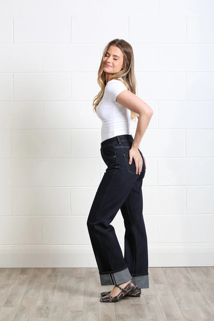 Rose Turn Up Straight Jean (Raw Denim/Short)