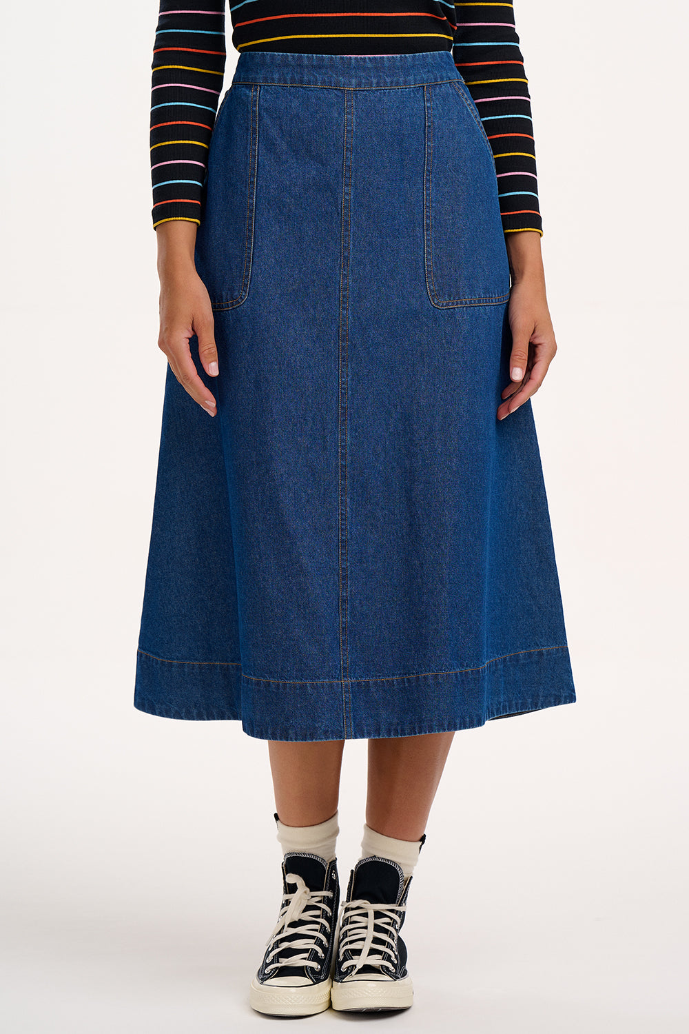 Joanna Midi Skirt (Deep Blue Denim)
