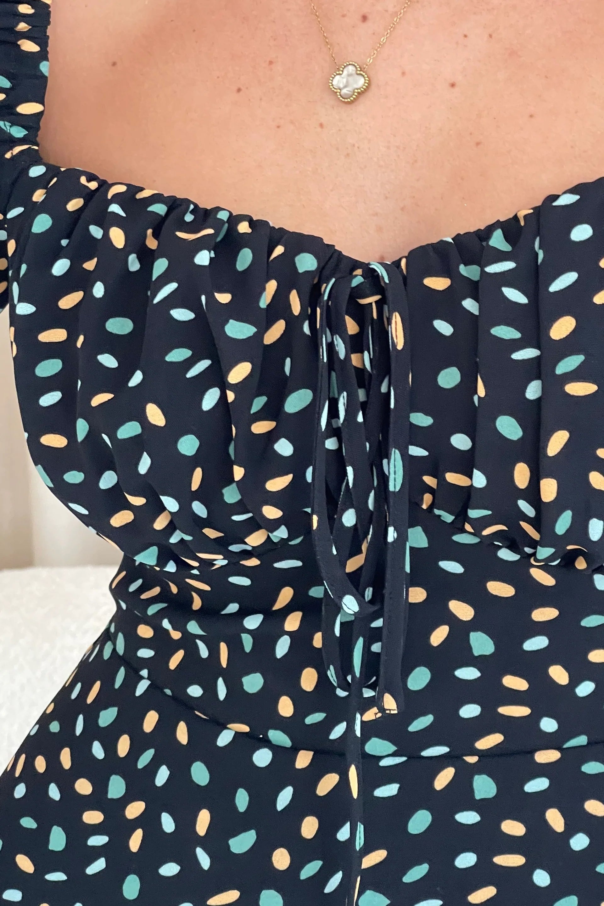 Jemima Square Neck Midi Dress (Black/Multi)