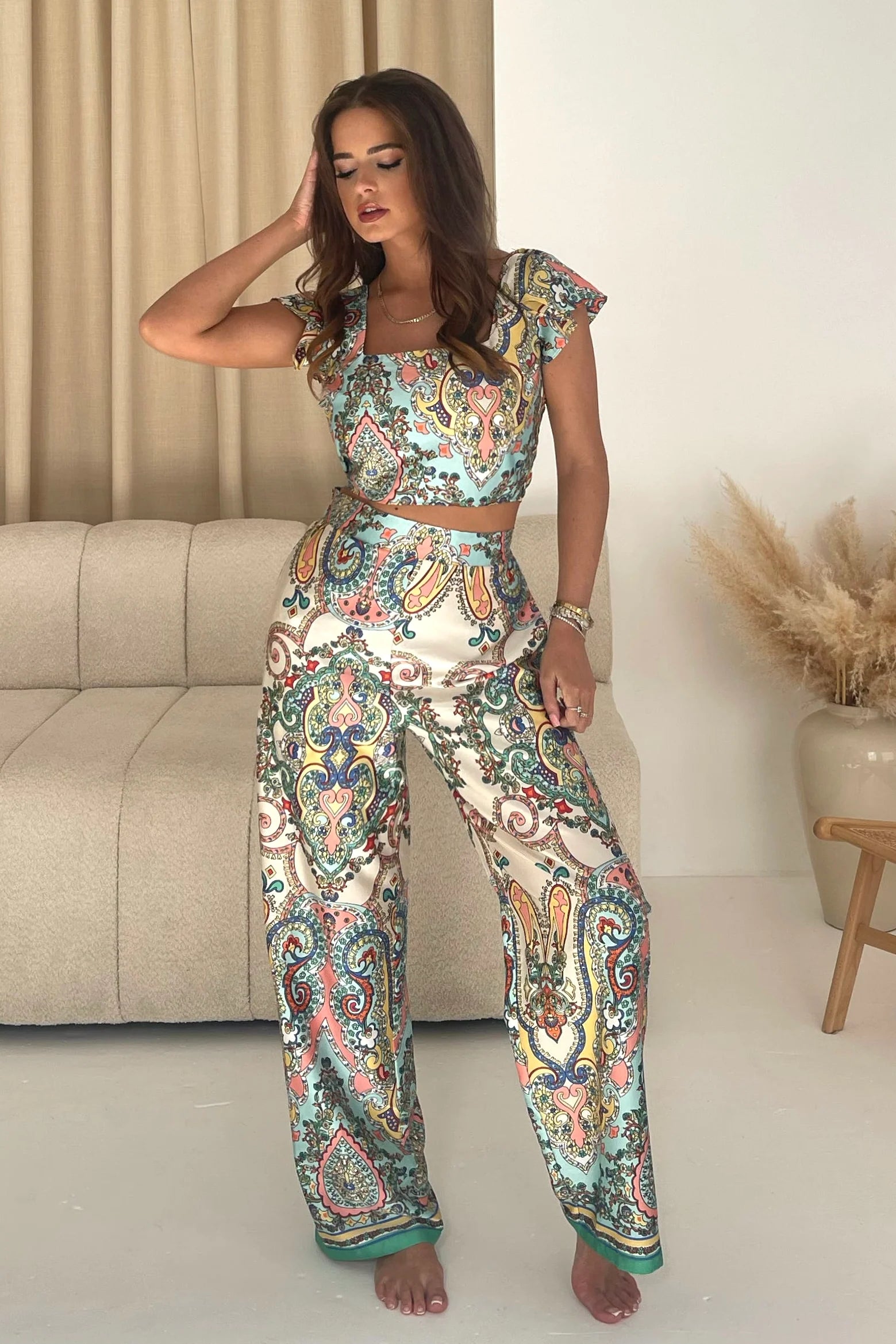 Blossom Paisley Print Trouser (Blue Paisley)