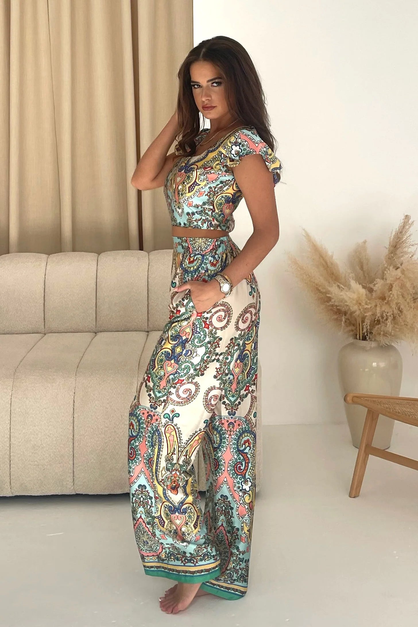 Blossom Paisley Print Trouser (Blue Paisley)