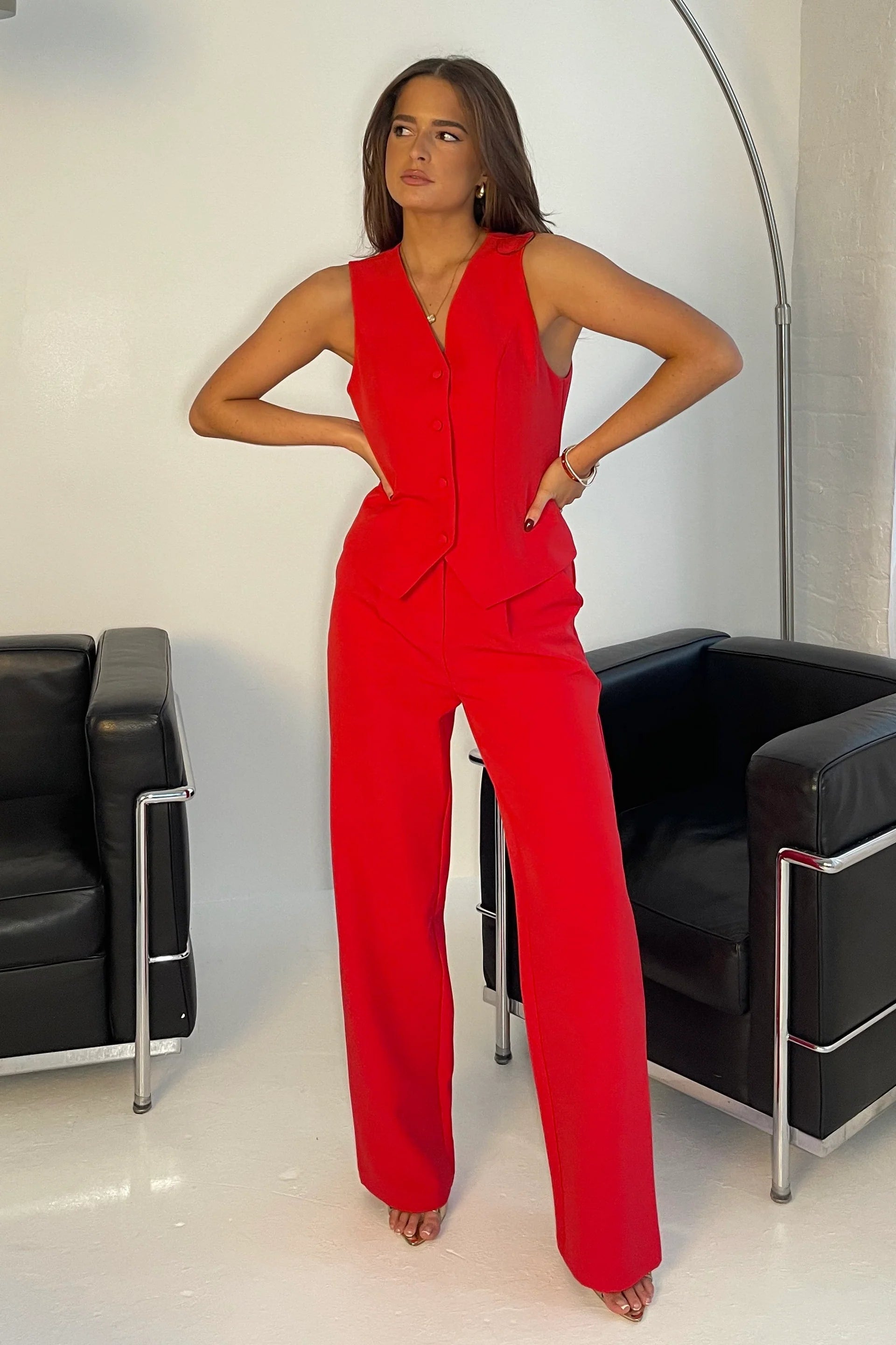 Bobbi Tailored Waistcoat (Red)