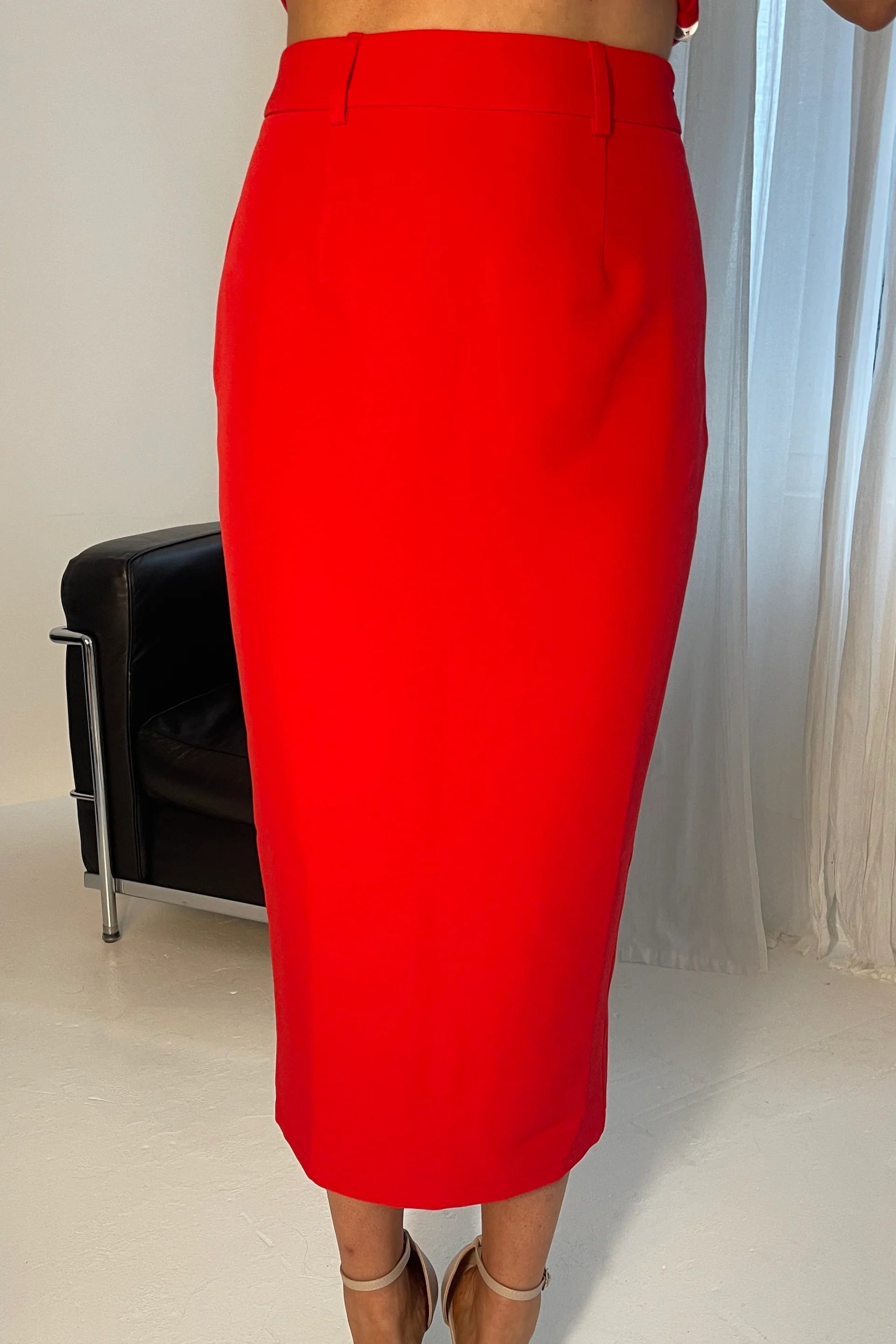 Vicky Reversible Midi Skirt (Red)
