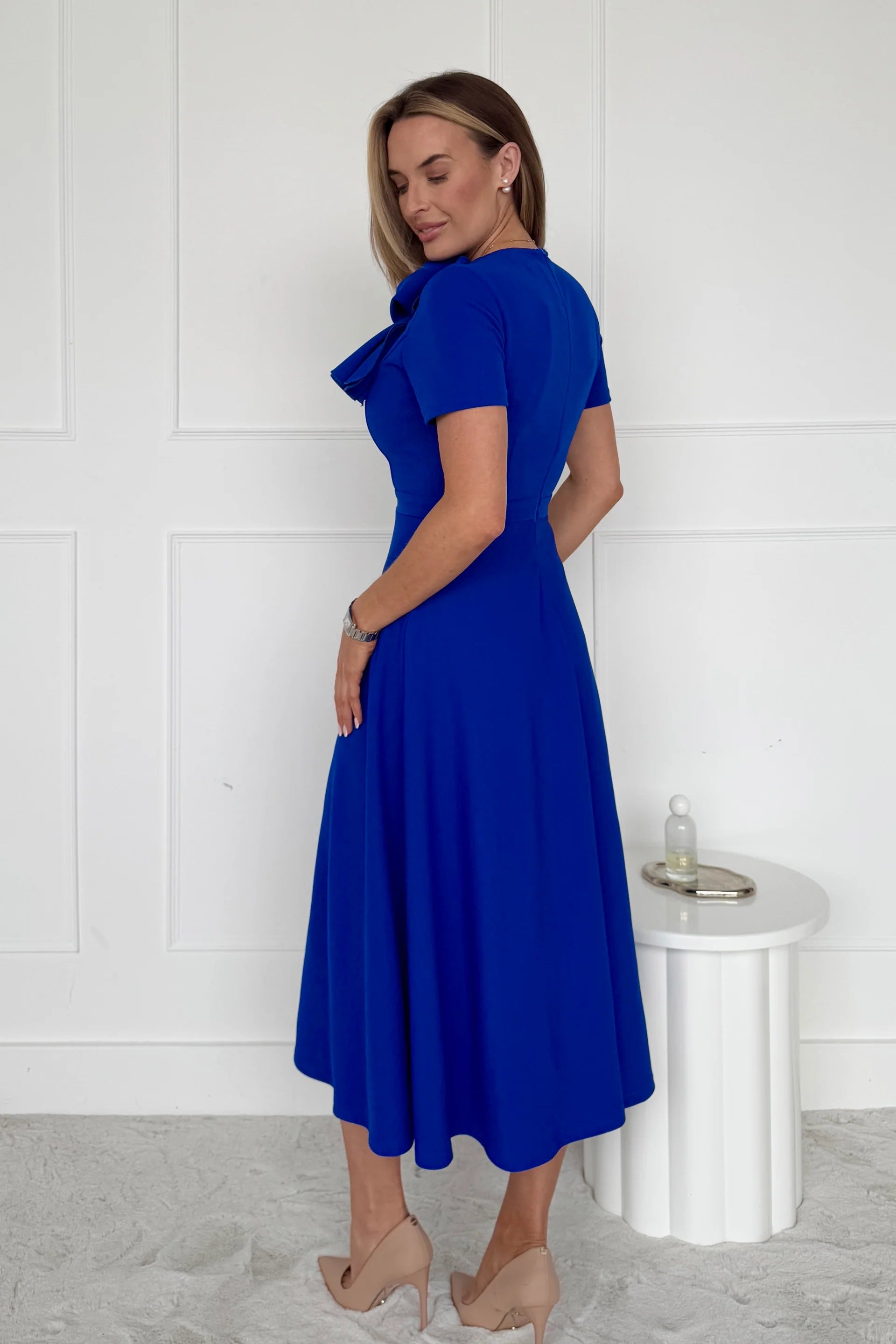 Minta Bow Detail Midi Dress (Cobalt)