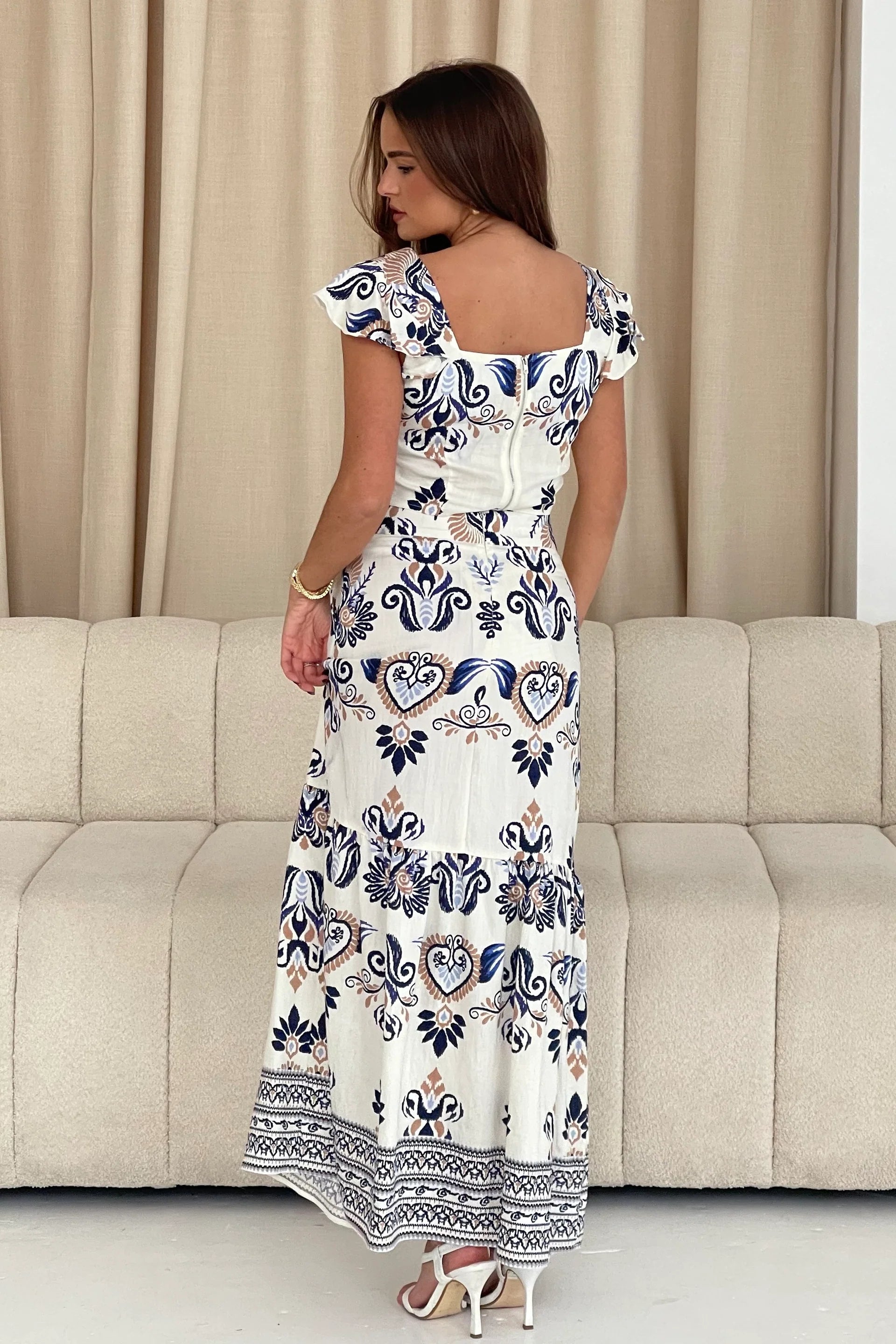 Blossom Abstract Print Top (Cream)