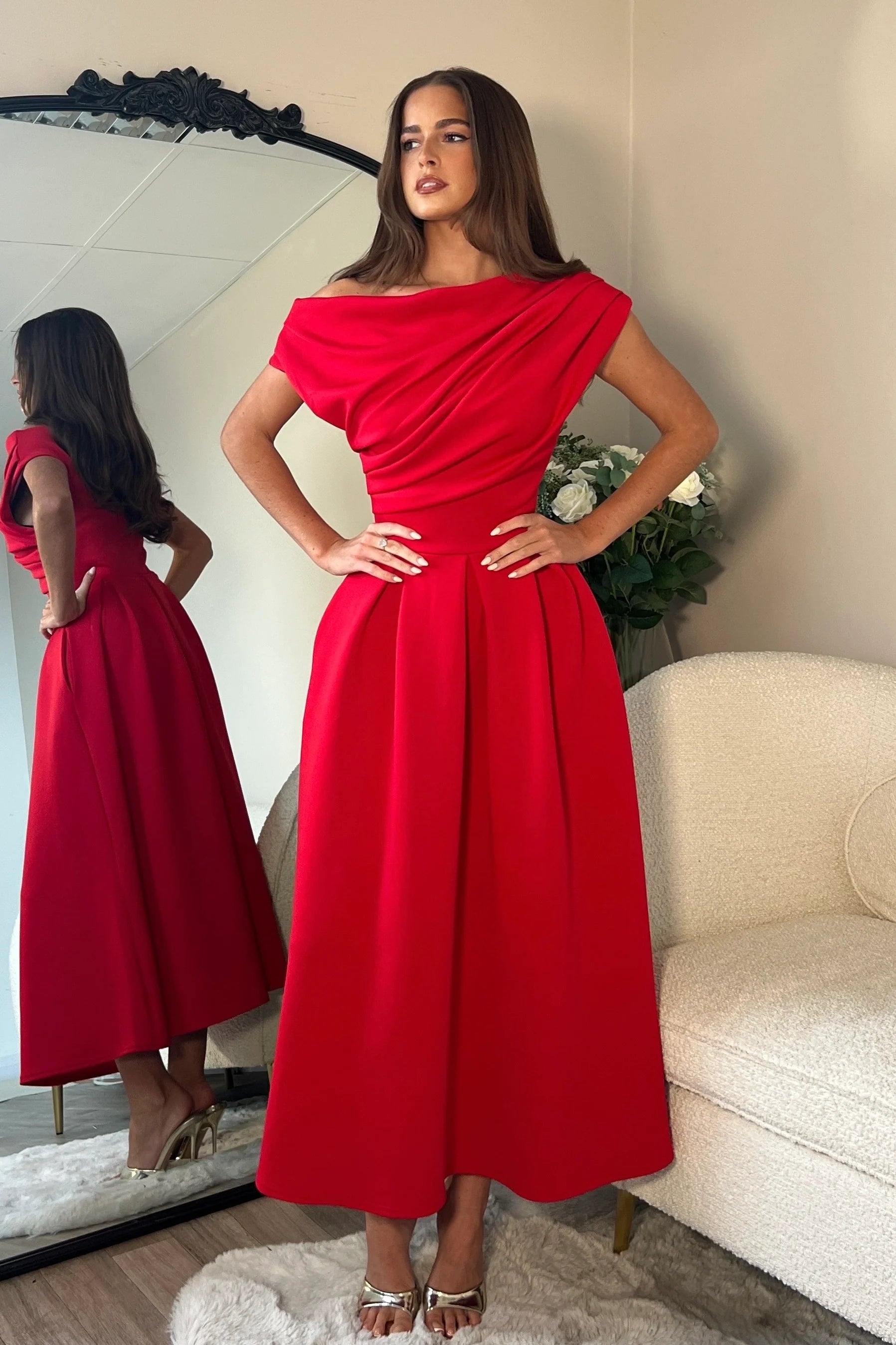 Betty Asymmetric Midi Dress (Red) | Love Cherish | Dress Betty Asymmetric Midi Dress (Red) | Love Cherish | Dress
