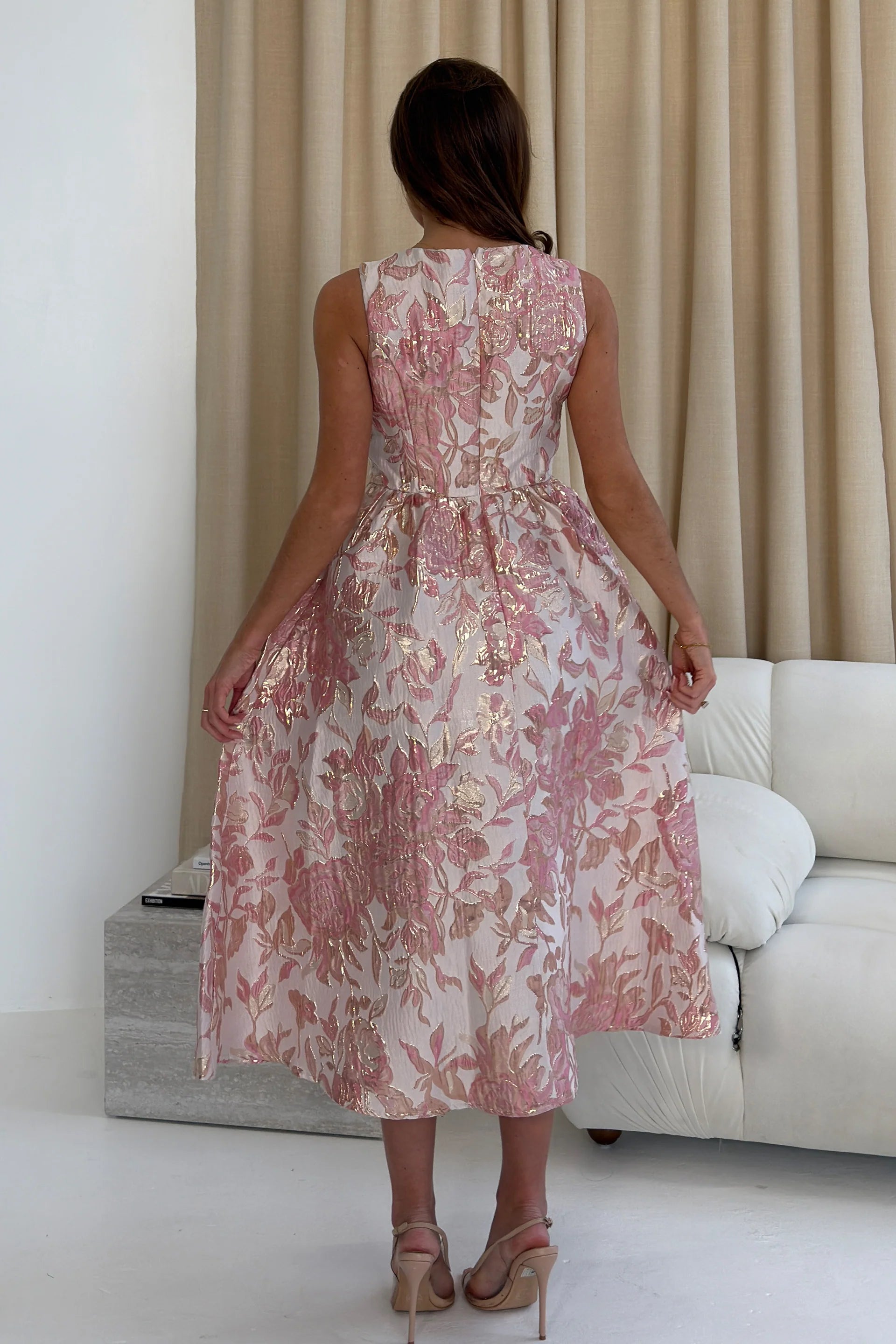 Rosie Midi Dress (Pink Floral)