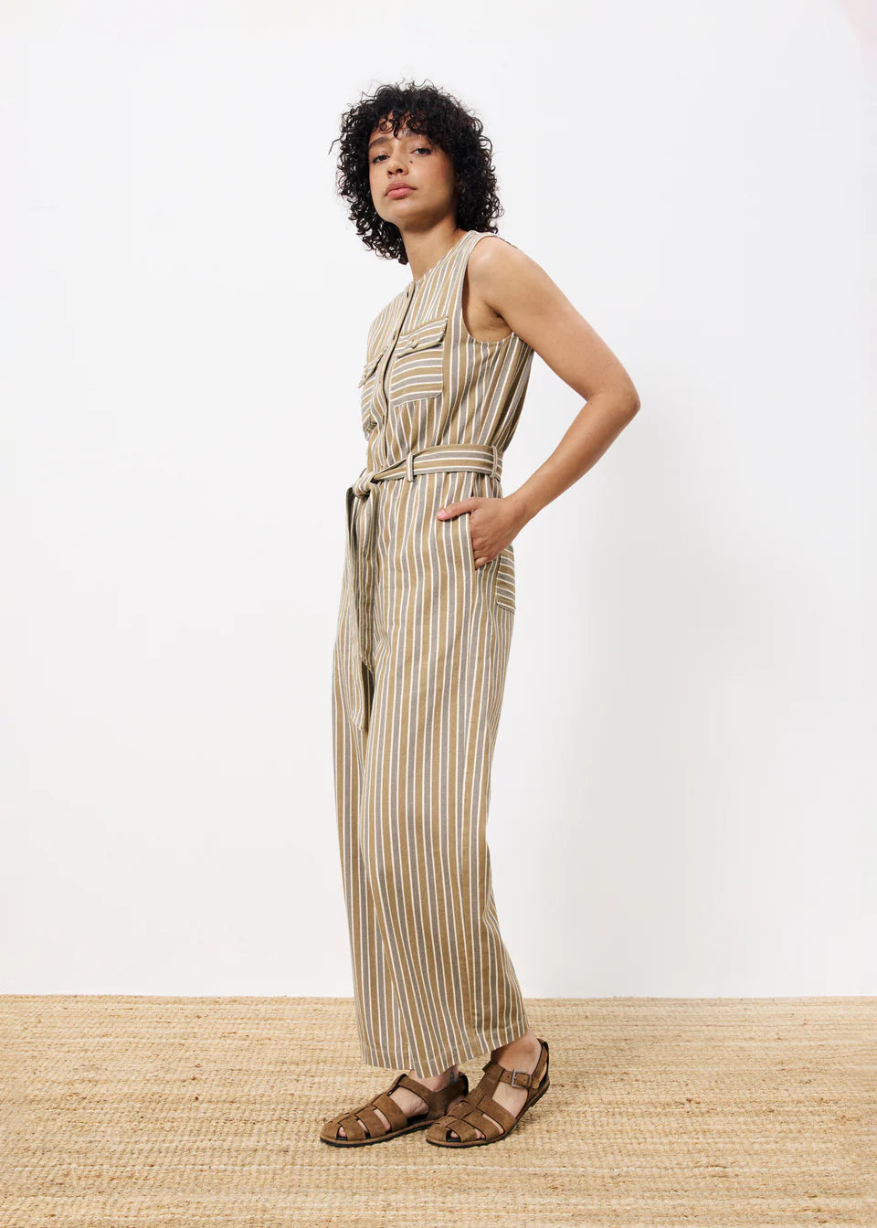 Norina Striped Jumpsuit (Grey)