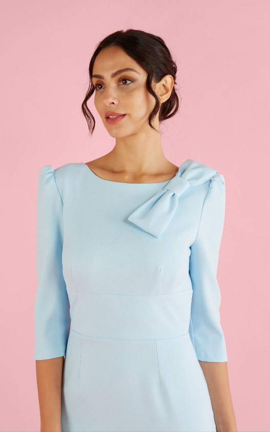 Arabella Waterfall Hem Dress (Pale Blue)