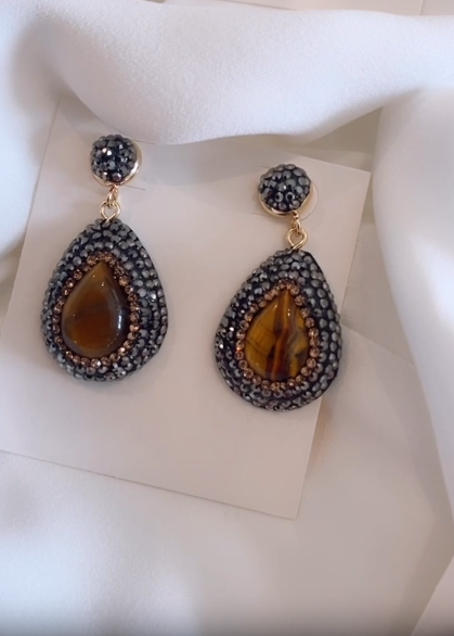 Tiger Eye Crystal Drops (Gold)