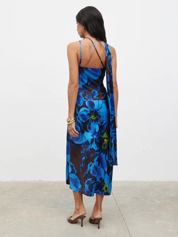 Sheree One Shoulder Sash Maxi Dress (Cobalt Blue)