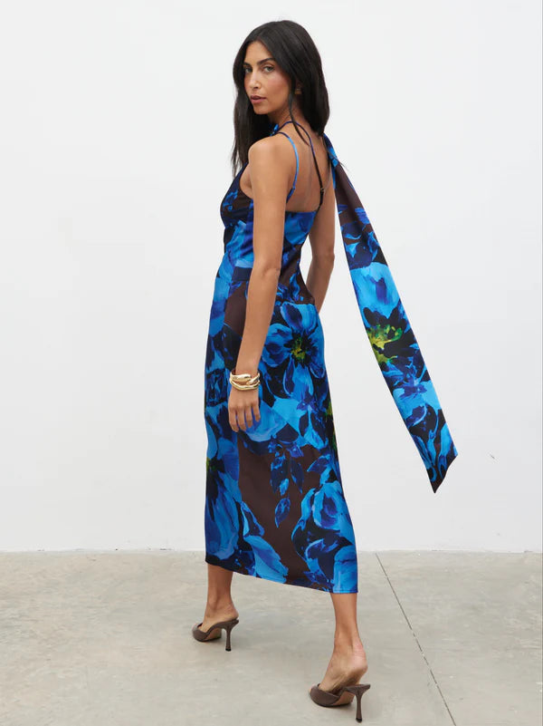Sheree One Shoulder Sash Maxi Dress (Cobalt Blue)