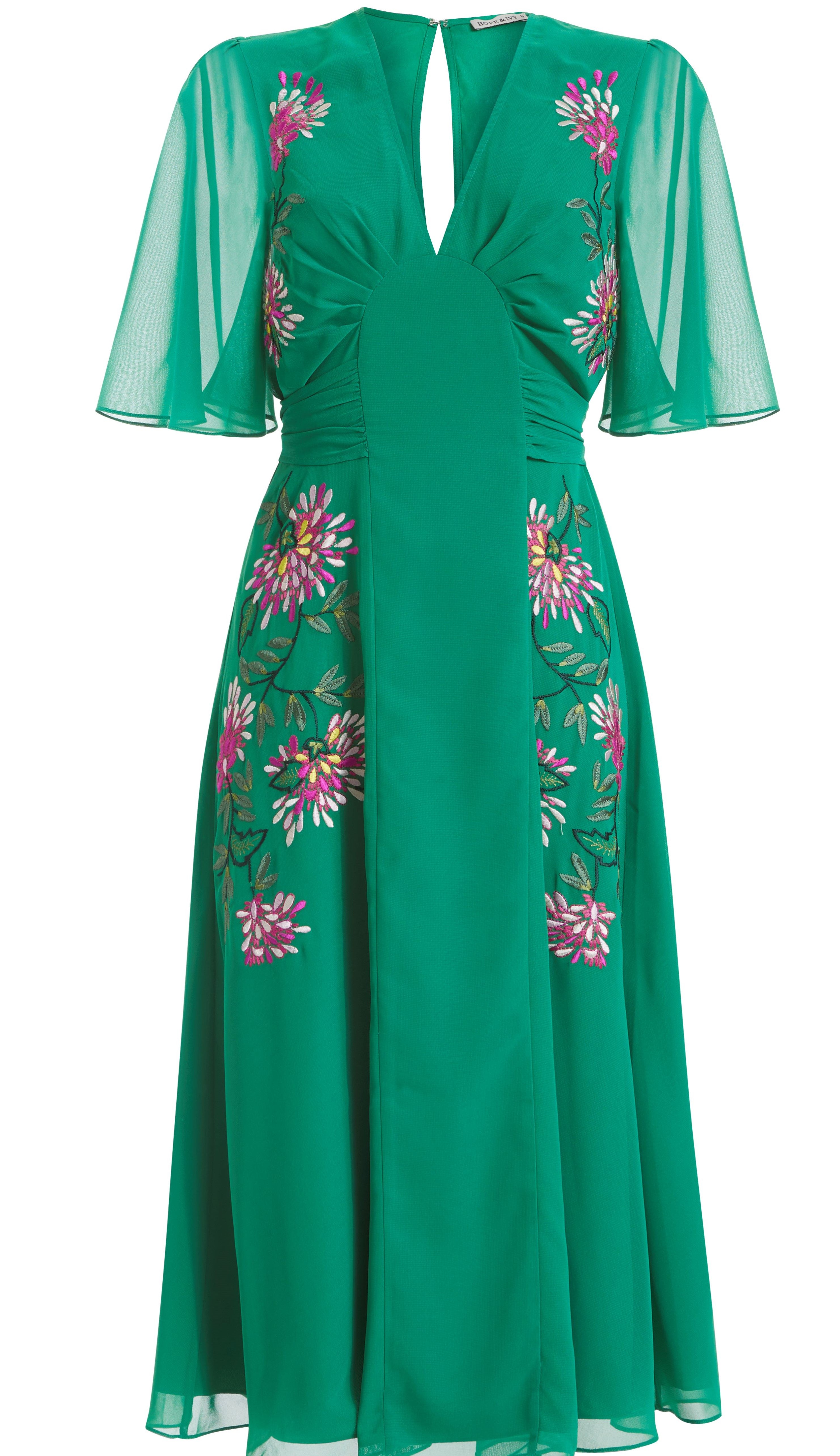 green midi guest wedding dress