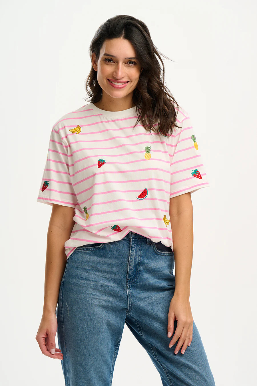 Kinsley Relaxed T-Shirt (Off White/Pink Fruit)