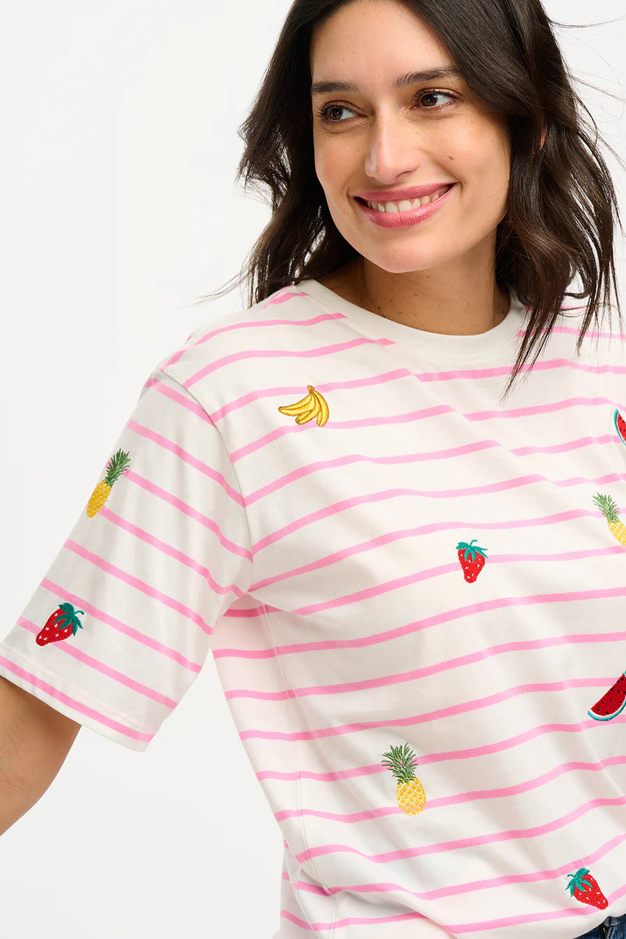 Kinsley Relaxed T-Shirt (Off White/Pink Fruit)