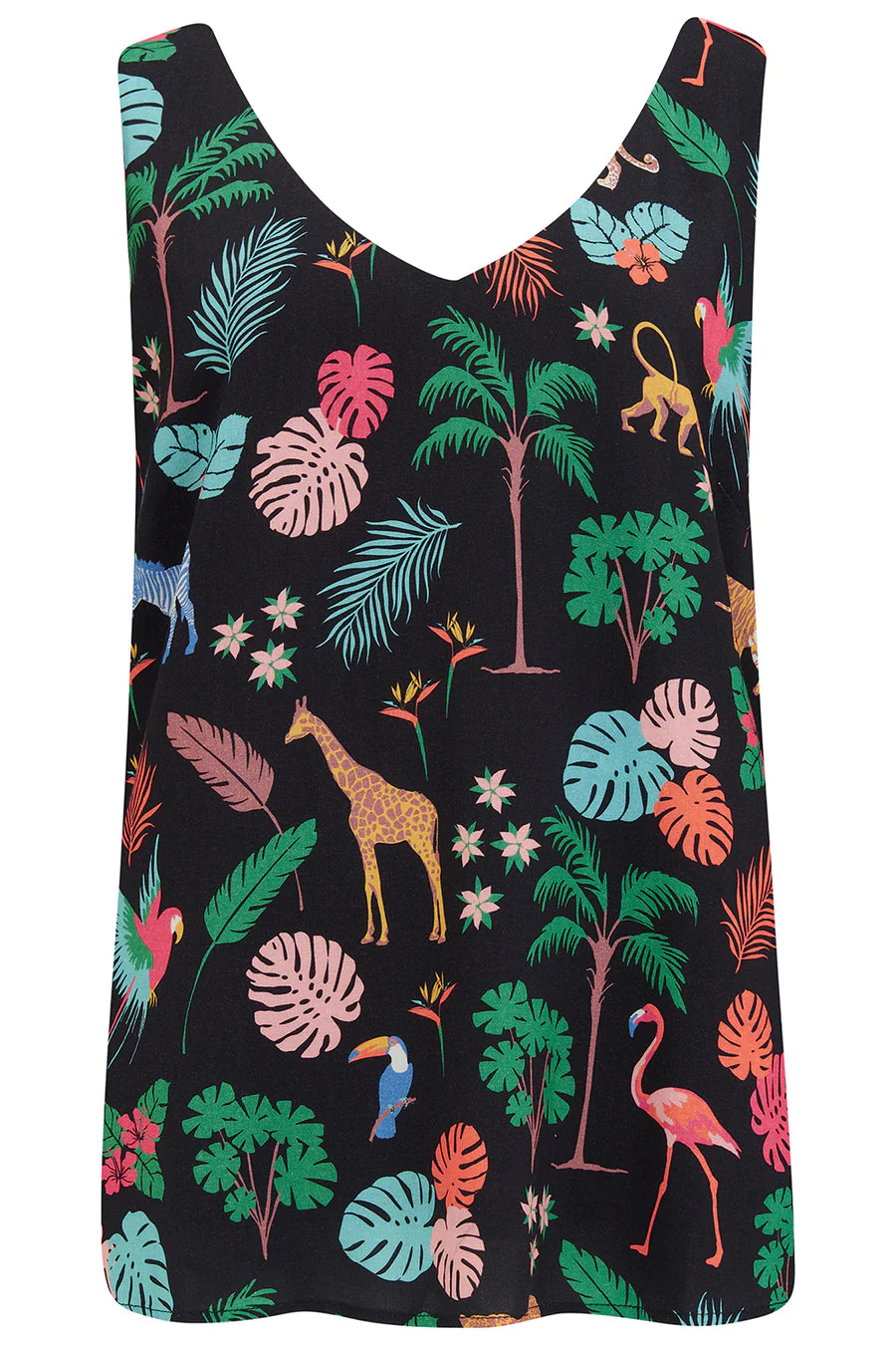 Romy Vest Top (Black Tropical Safari)