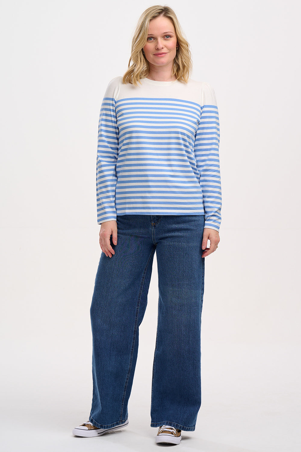 Umah Jersey Top (Off White/French Blue Stripe)