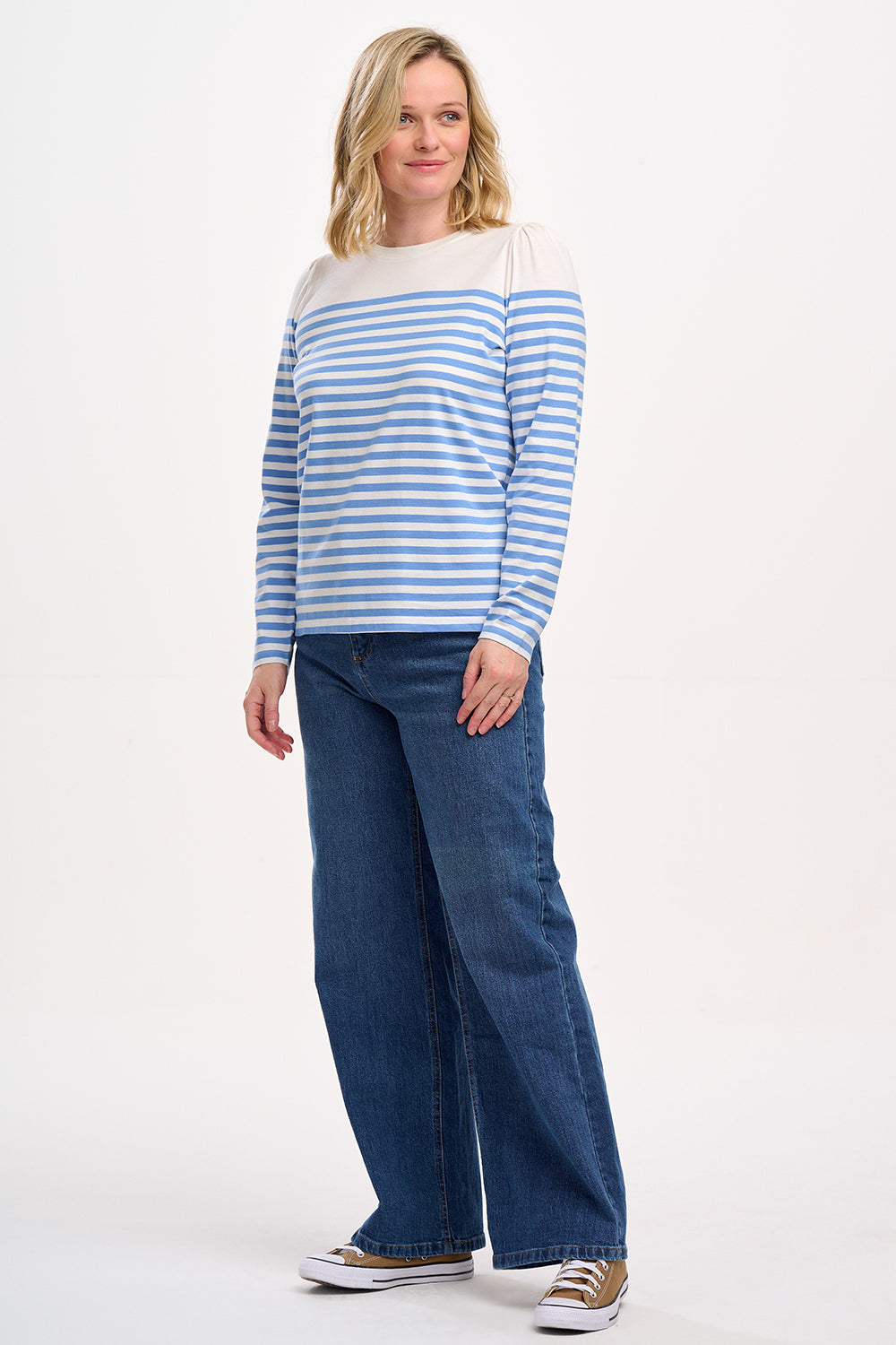 Umah Jersey Top (Off White/French Blue Stripe)