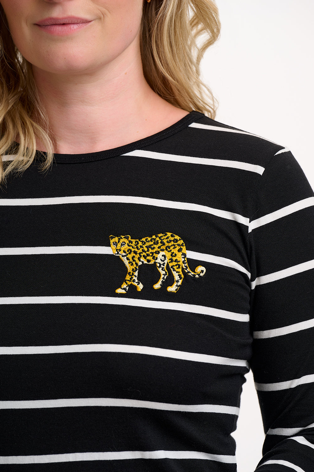 Josie Jersey Top (Black/White Leopard)