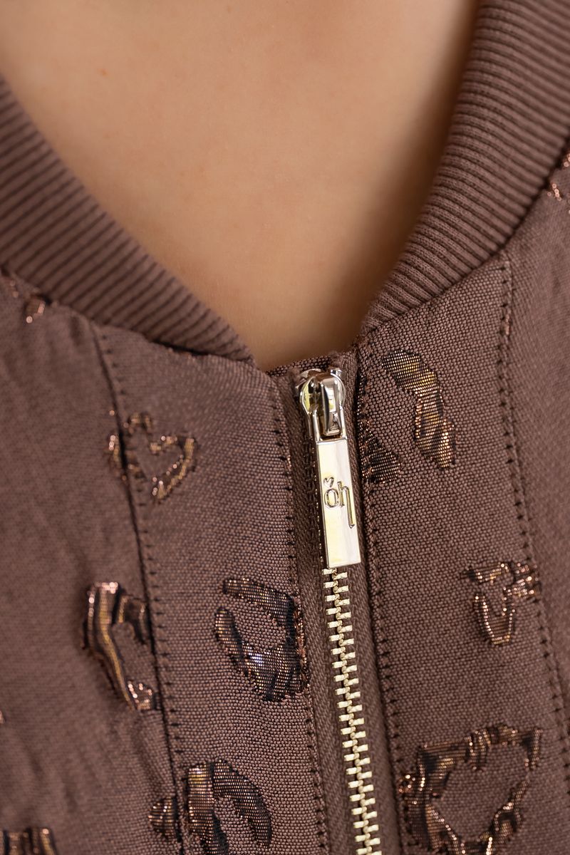 Lyra Quilted Bomber Jacket (Brown)