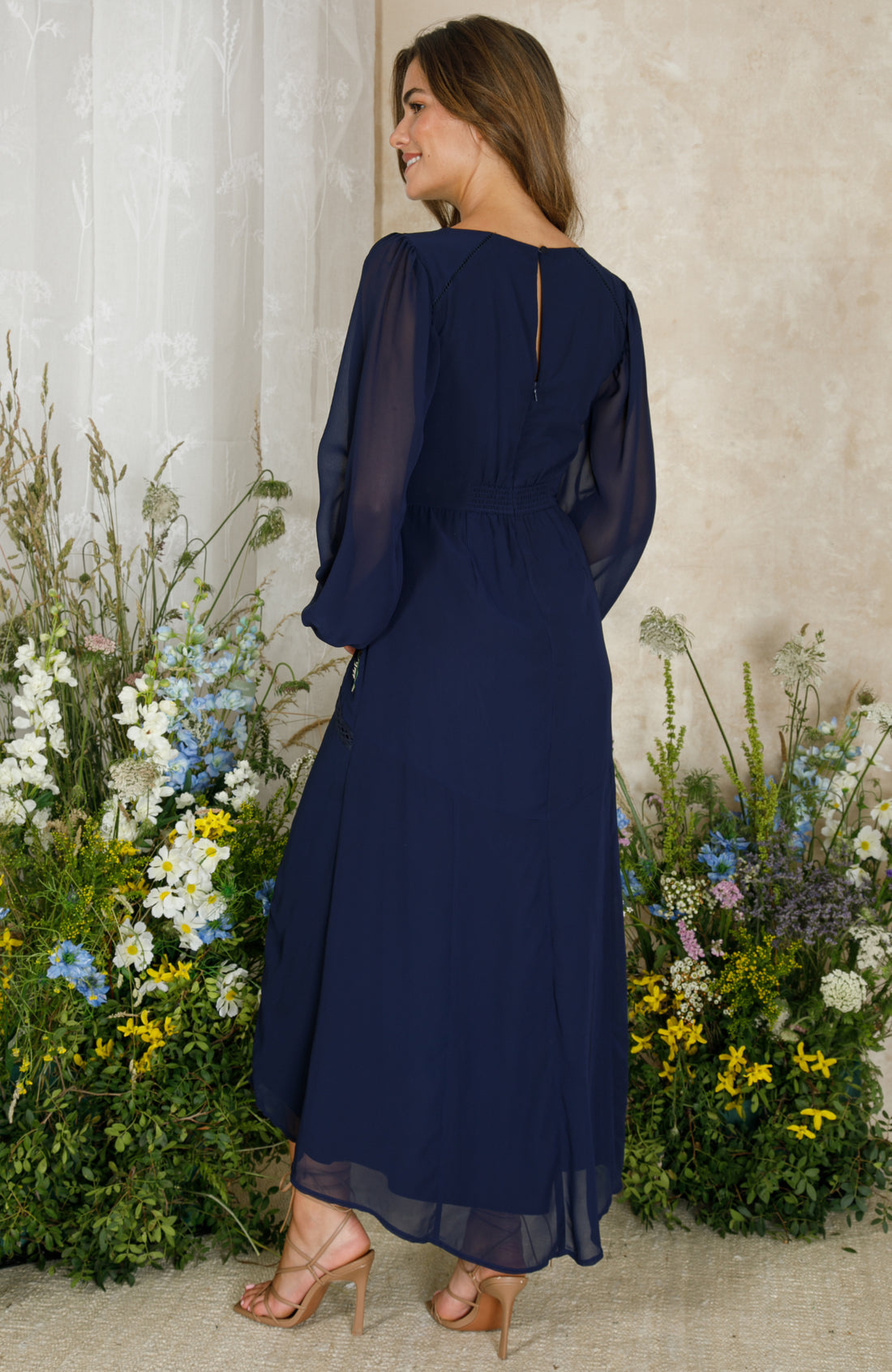 The Cassandra Embellished Midaxi Dress (Navy)