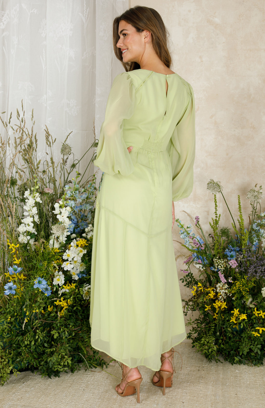 The Natalia Embellished Midaxi Dress (Lime)