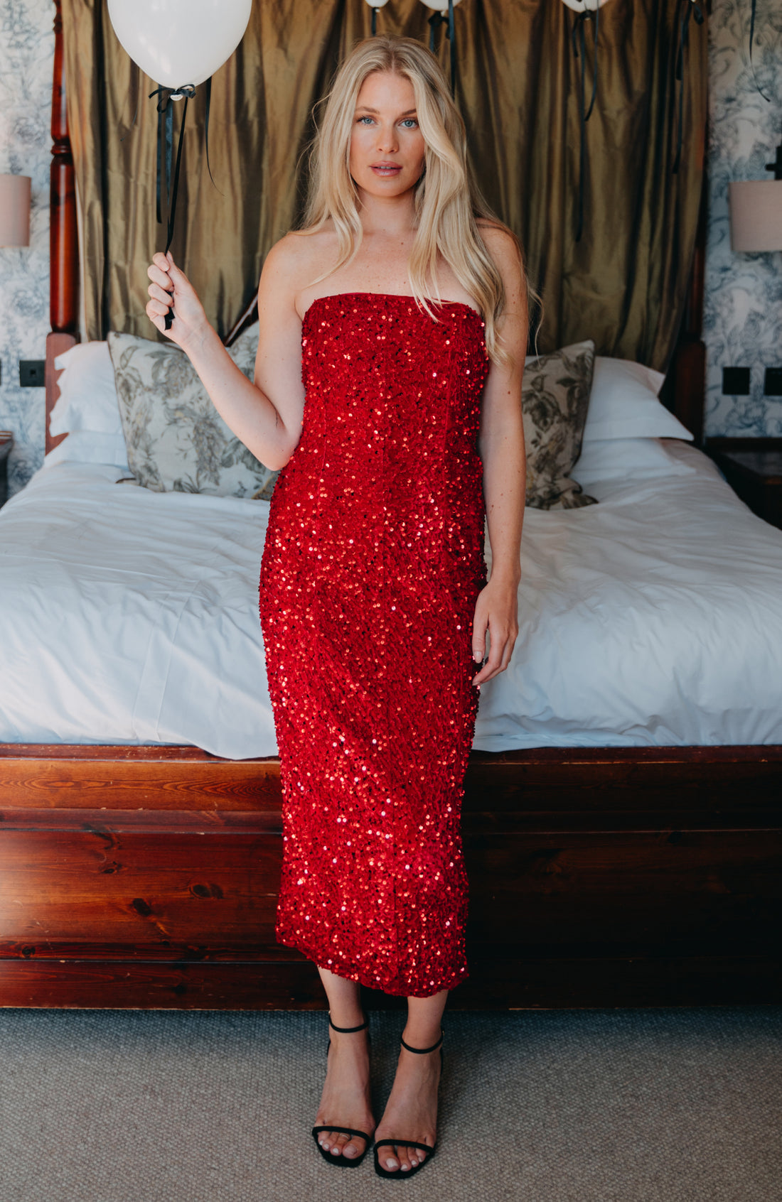 The Clarette Strapless Sequin Midi Dress (Red) | Love Cherish | Dress The Clarette Strapless Sequin Midi Dress (Red) | Love Cherish | Dress