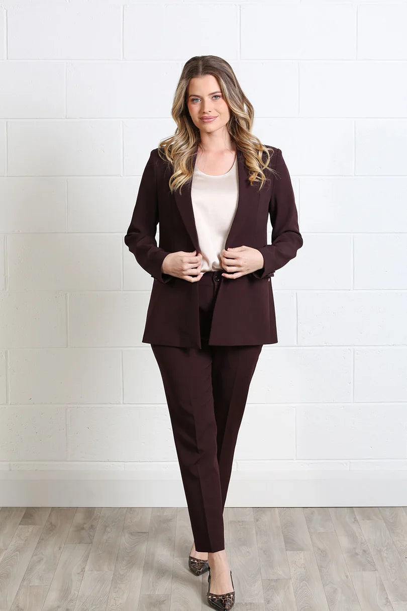 Valerie Slim Trousers (Aubergine/Short)