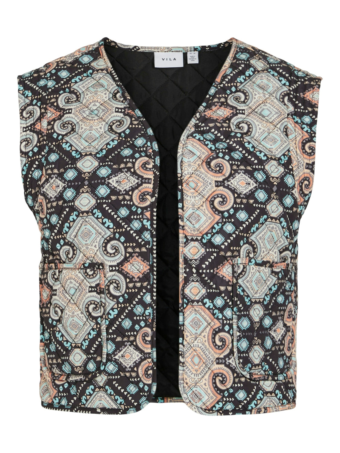 Tara Quilted Vest (Black/Ethnic)