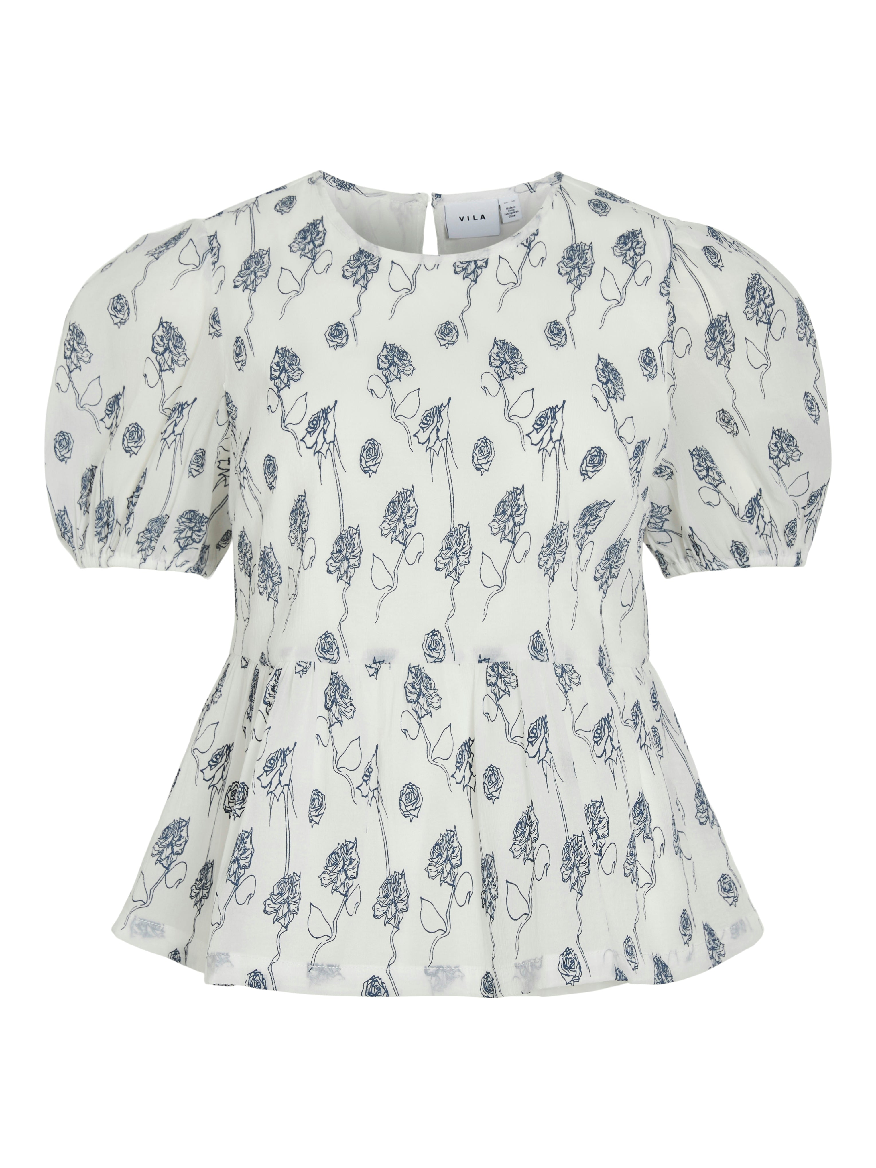 Nilla Short Sleeve Top (Snow White/Navy)