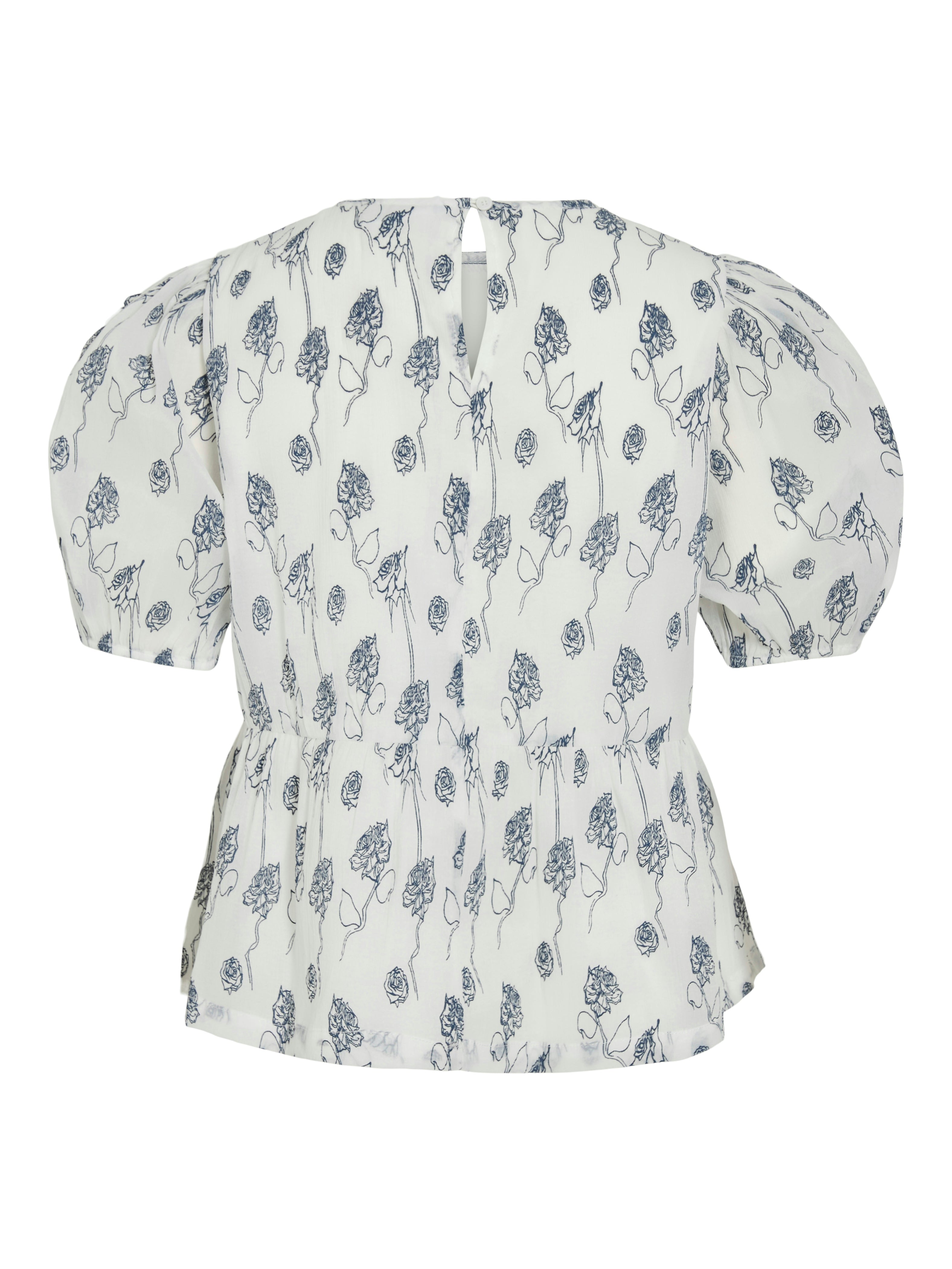 Nilla Short Sleeve Top (Snow White/Navy)