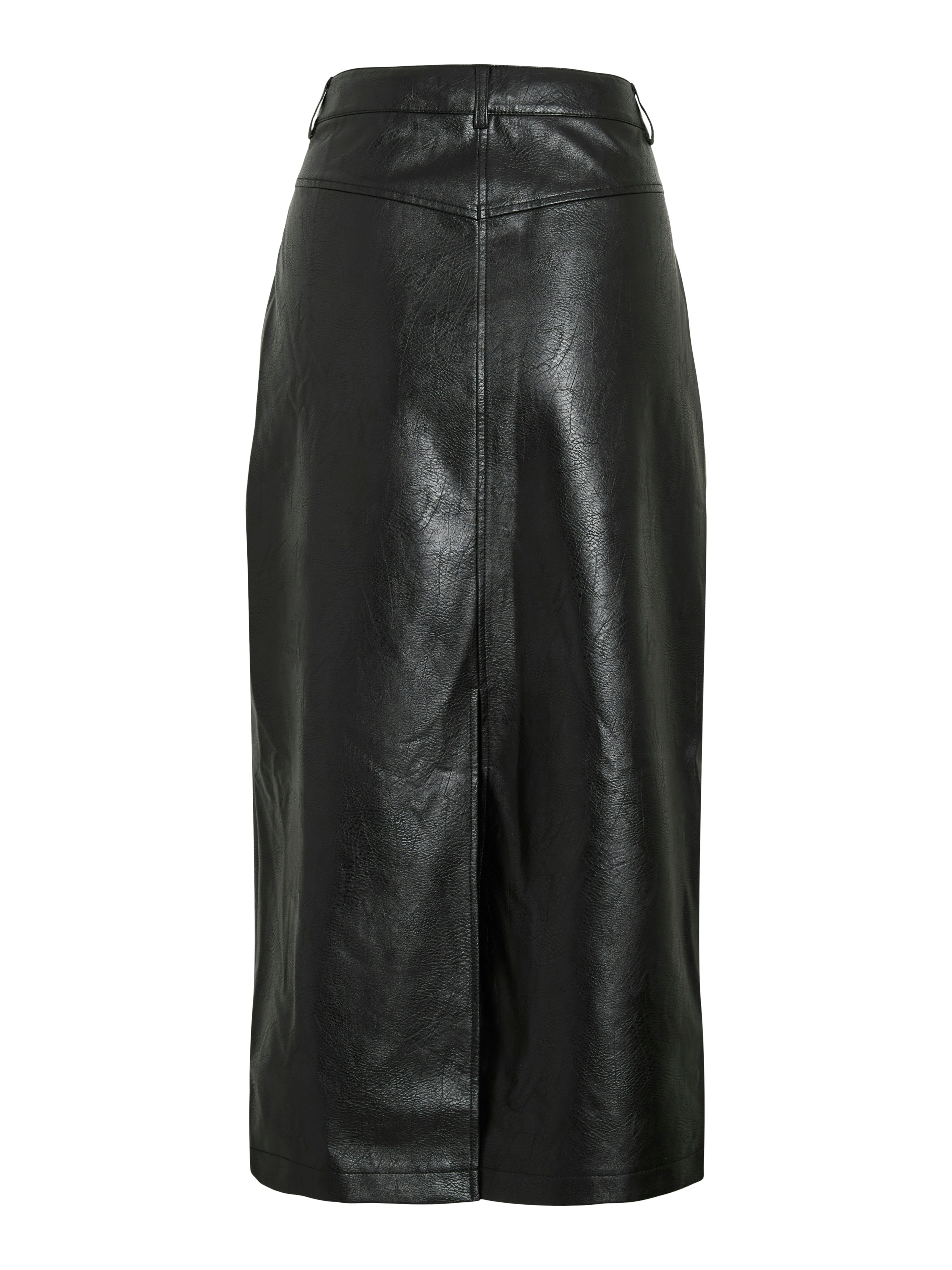 Milian Faux Leather Midi Skirt (Black)