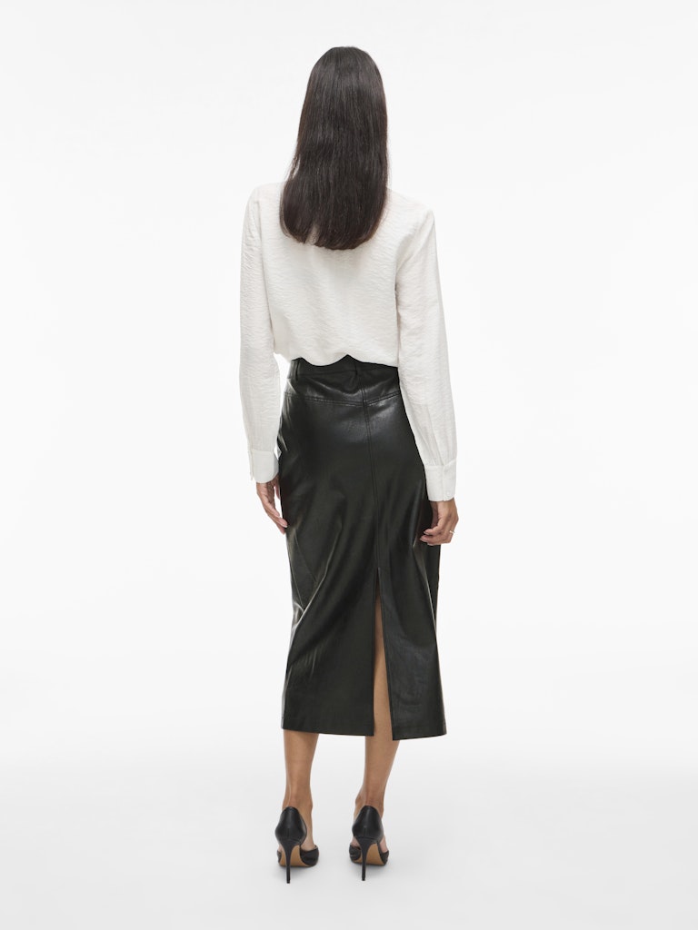 Milian Faux Leather Midi Skirt (Black)