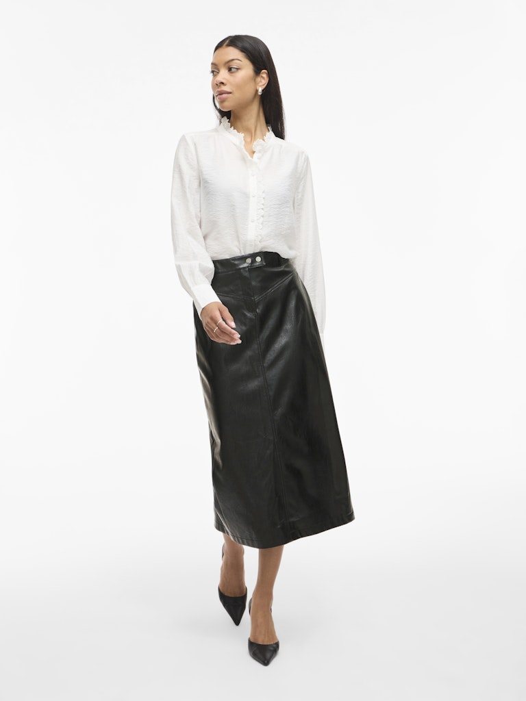 Milian Faux Leather Midi Skirt (Black)