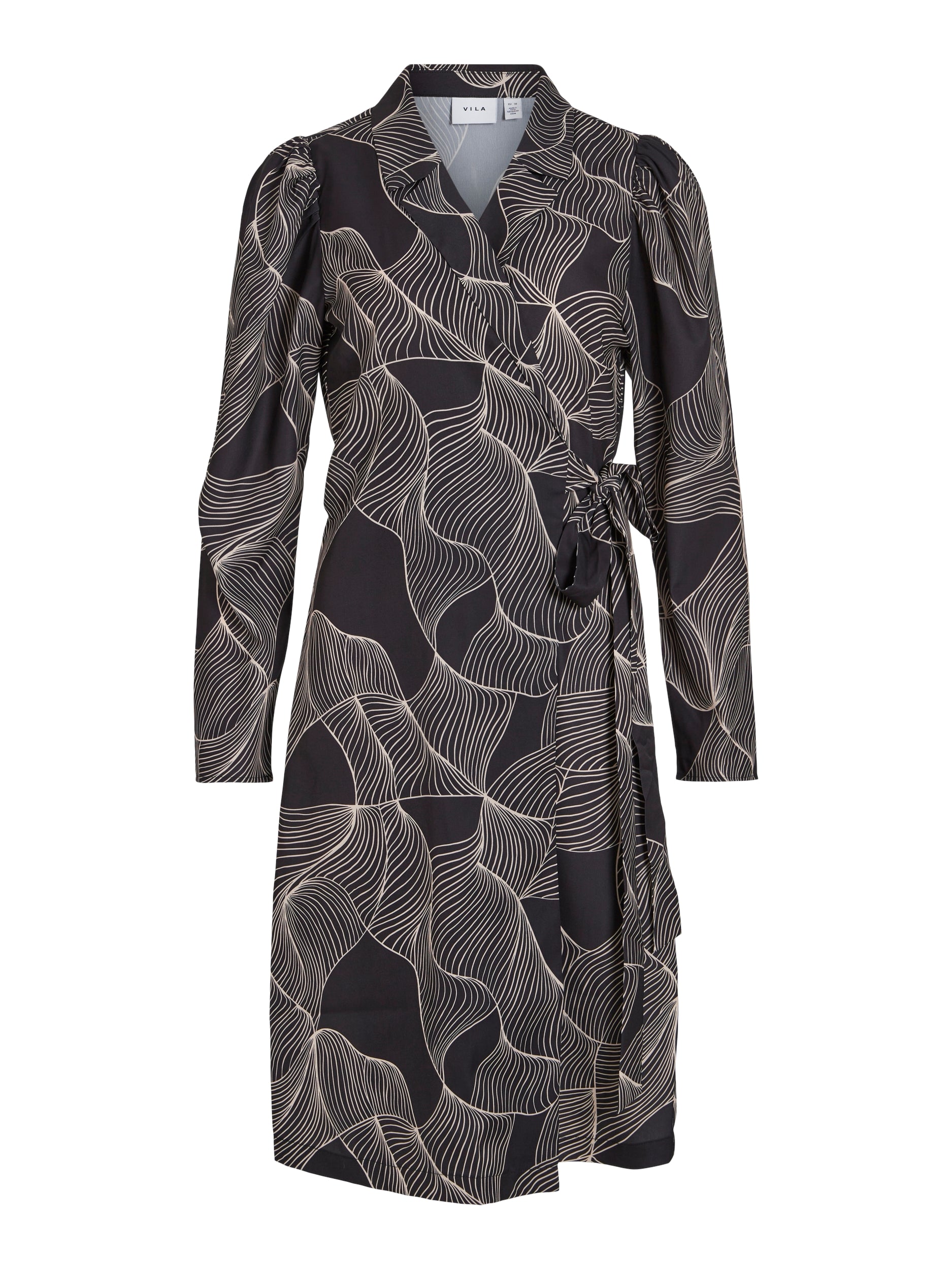 MULA L/S WRAP DRESS (BLACK/GRAPHIC)