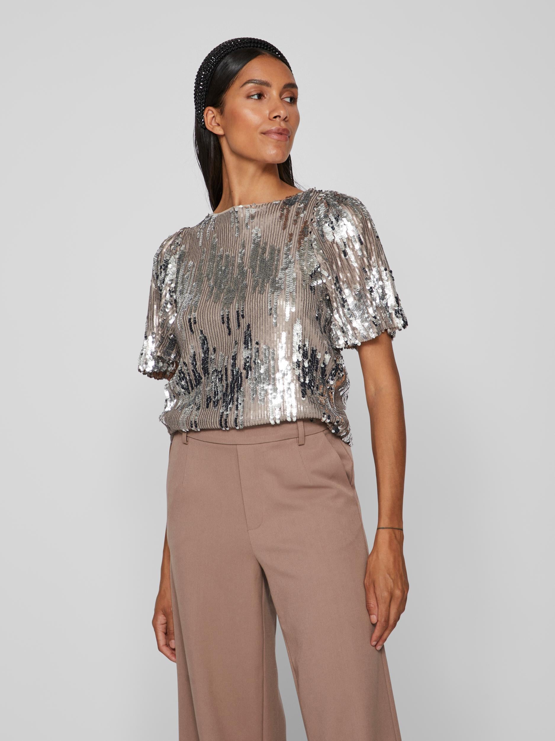 VIAMA SEQUIN TOP (SILVER)