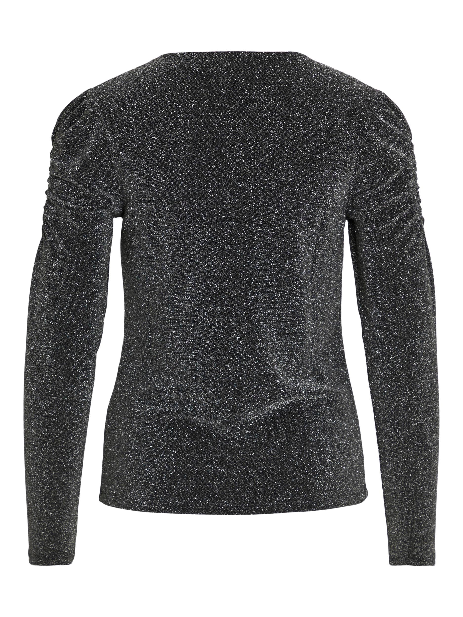 VISHA V-NECK TOP (BLACK/SILVER)