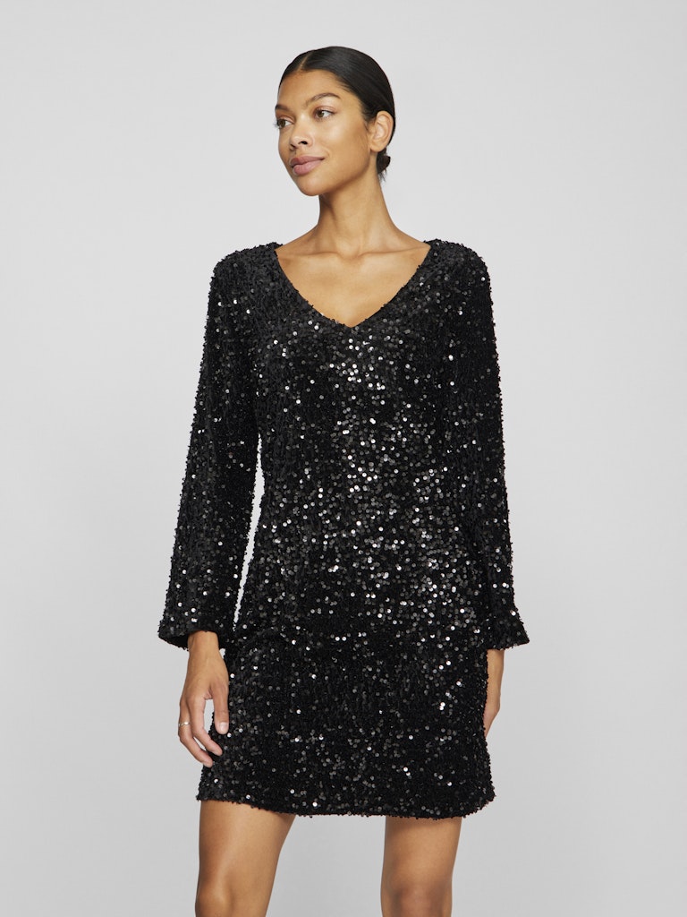 Faith Sequin Mini Dress (Black)