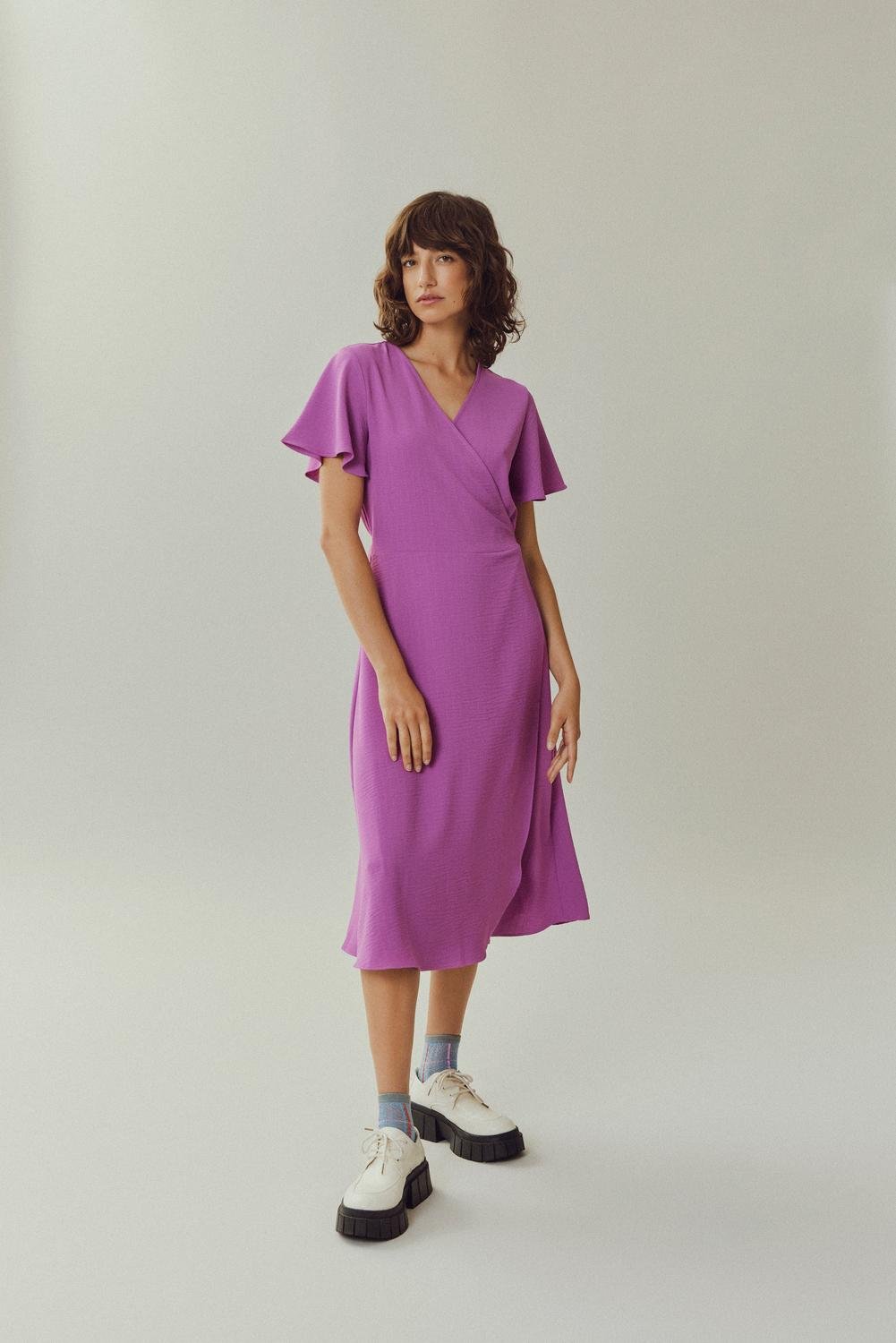 Lovie Wrap Midi Dress (Cattleya Orchid)
