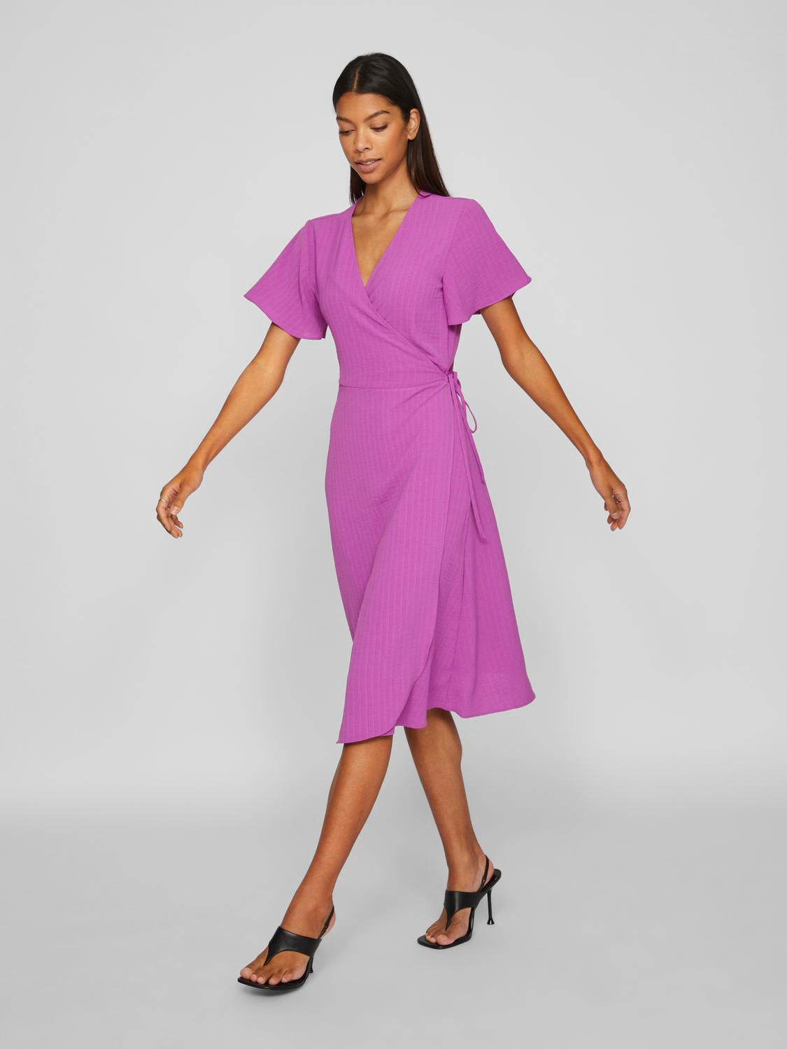 Lovie Wrap Midi Dress (Cattleya Orchid)