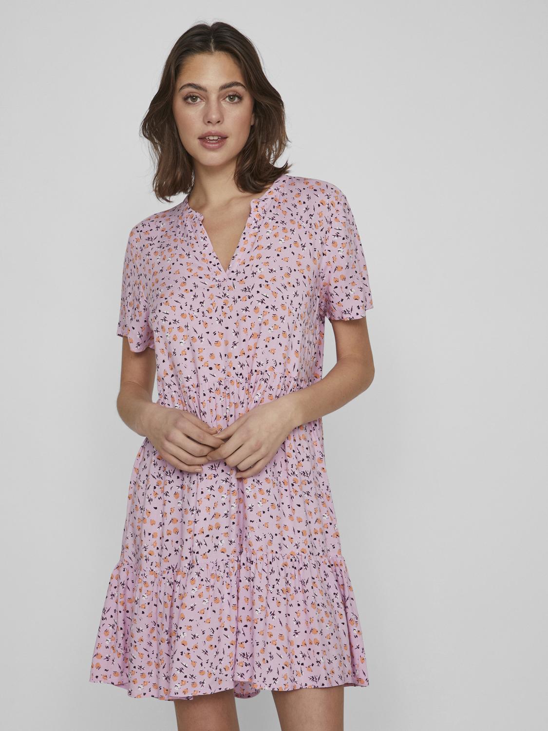 PAYA V NECK DRESS (PASTEL LAVENDER)