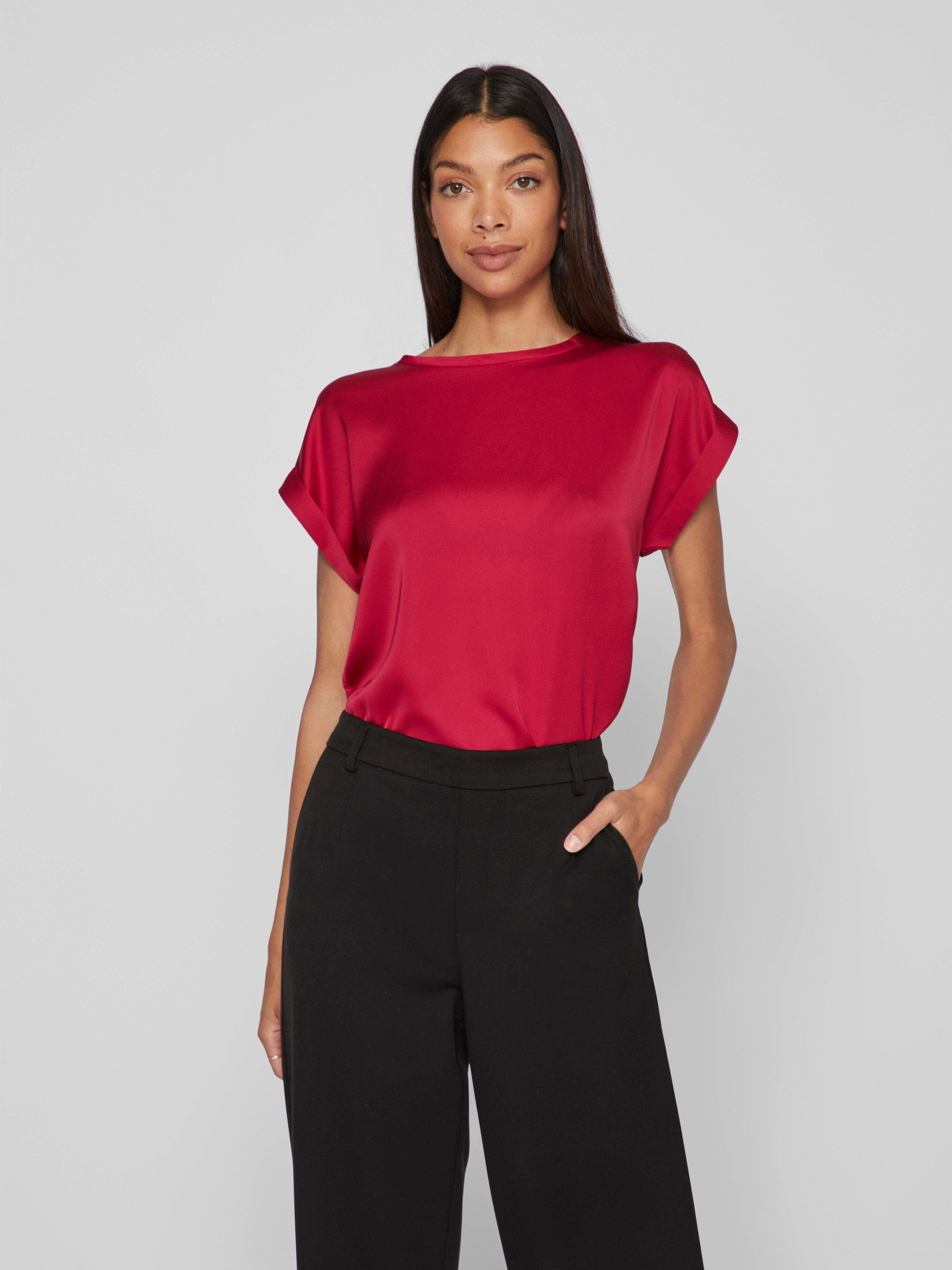 Elle Satin Top (Cerise)