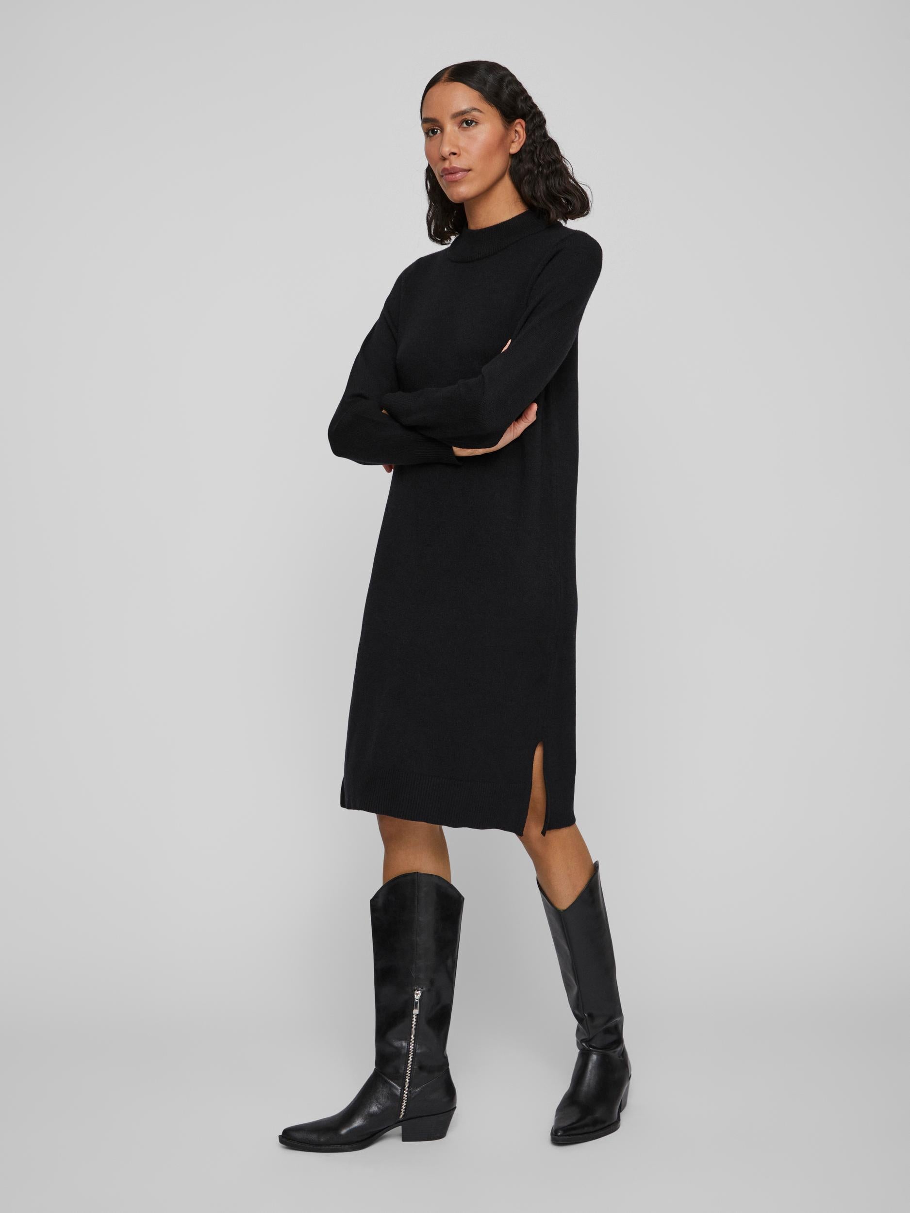 VERONICA CREW NECK MIDI DRESS (BLACK)