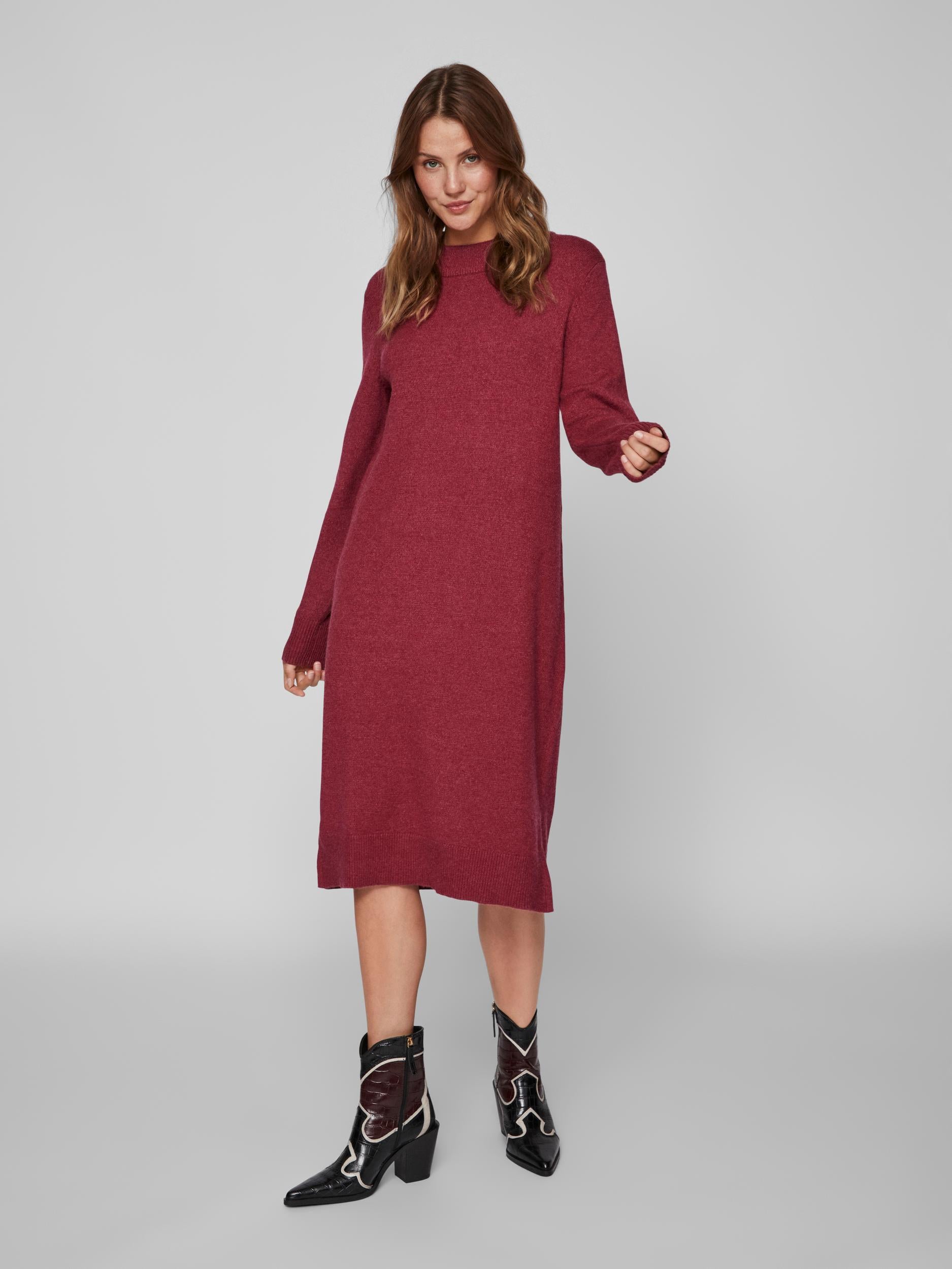 VERONICA CREW NECK MIDI DRESS (BEET RED)