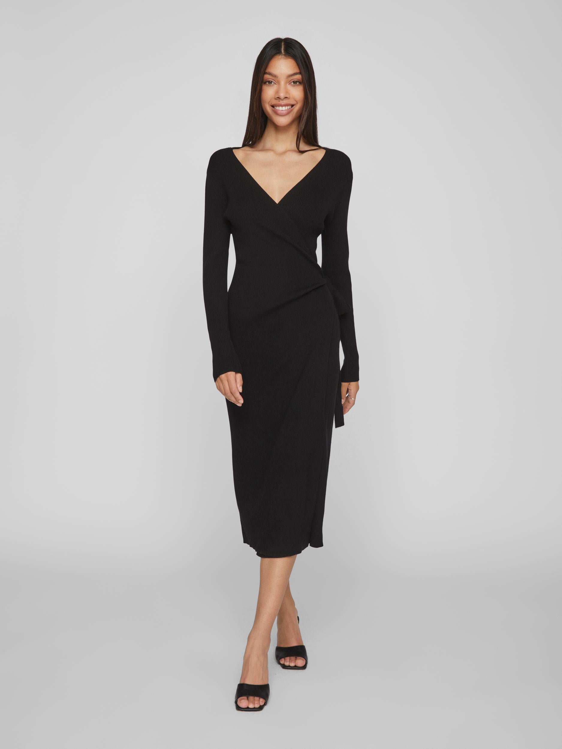 FIONA WRAP KNIT DRESS (BLACK) | Love Cherish | Dress FIONA WRAP KNIT DRESS (BLACK) | Love Cherish | Dress