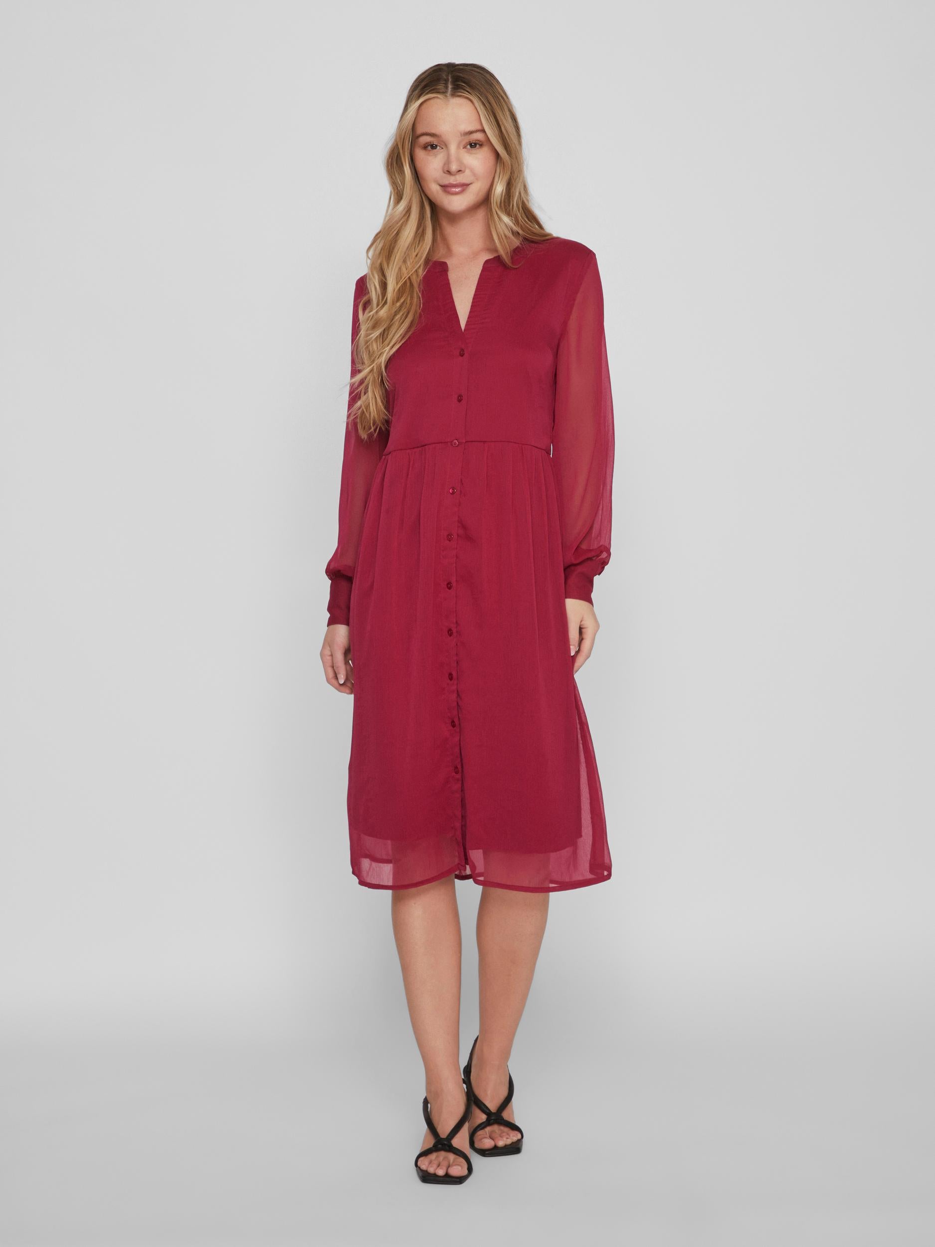 LIA MIDI DRESS (BEET RED)