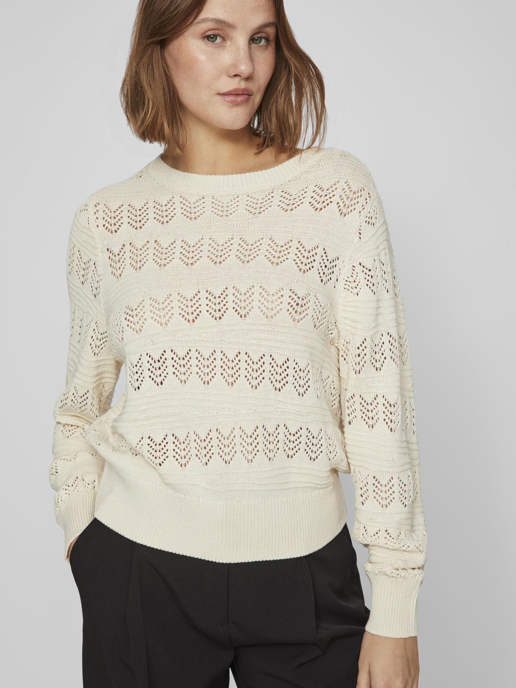 Cathy Pointelle Knit Top (Birch)