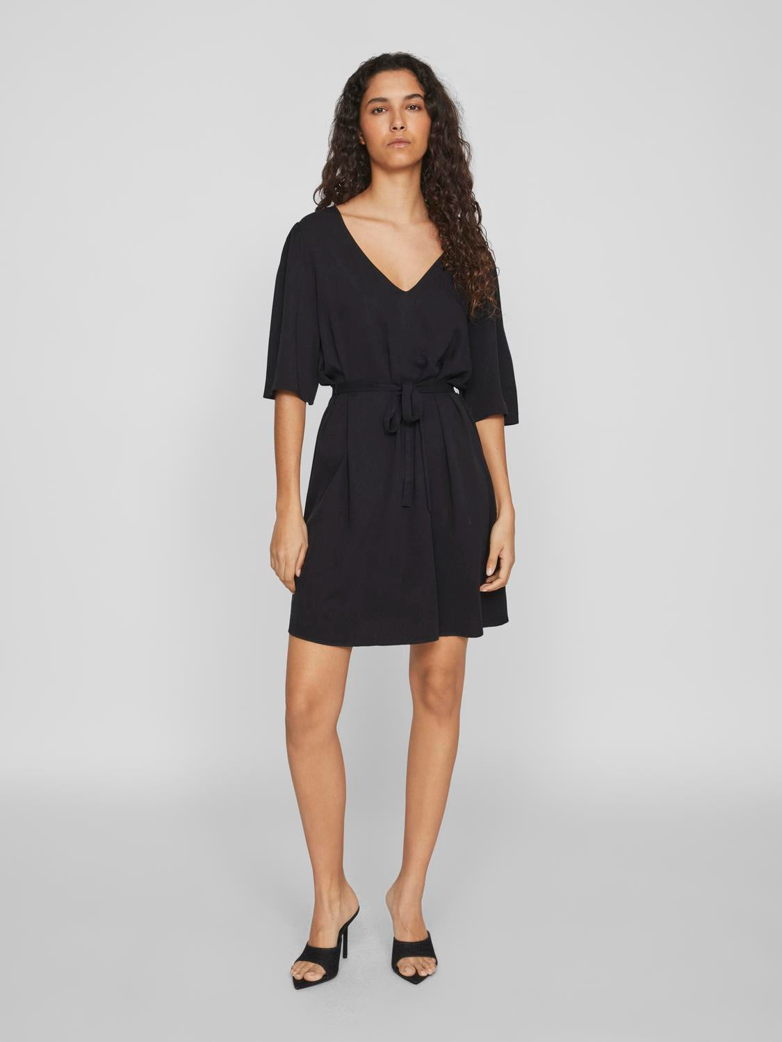 Sommi V-Neck Mini Dress (Black)