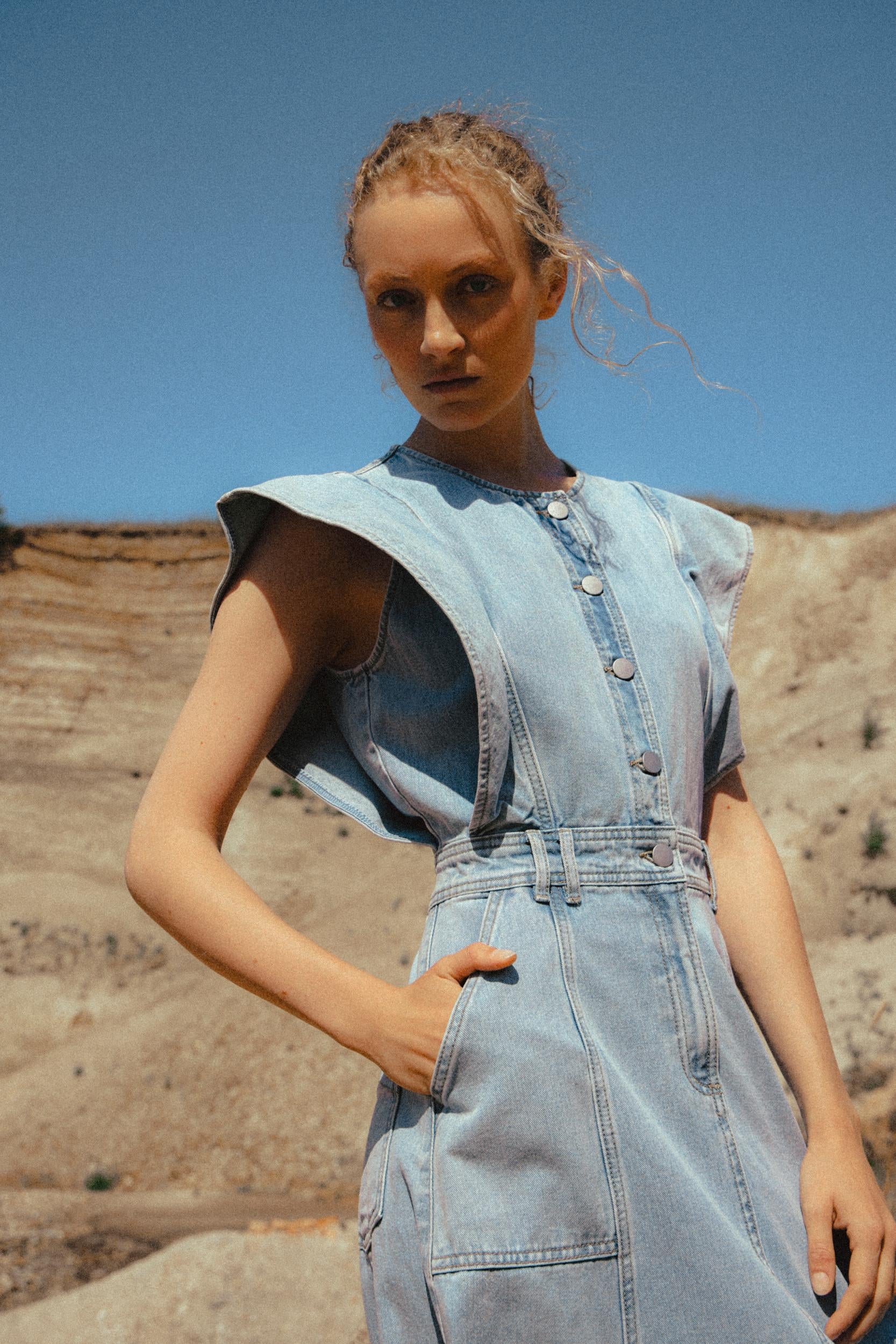 Marlin Midi Denim Dress (Light Blue Denim)