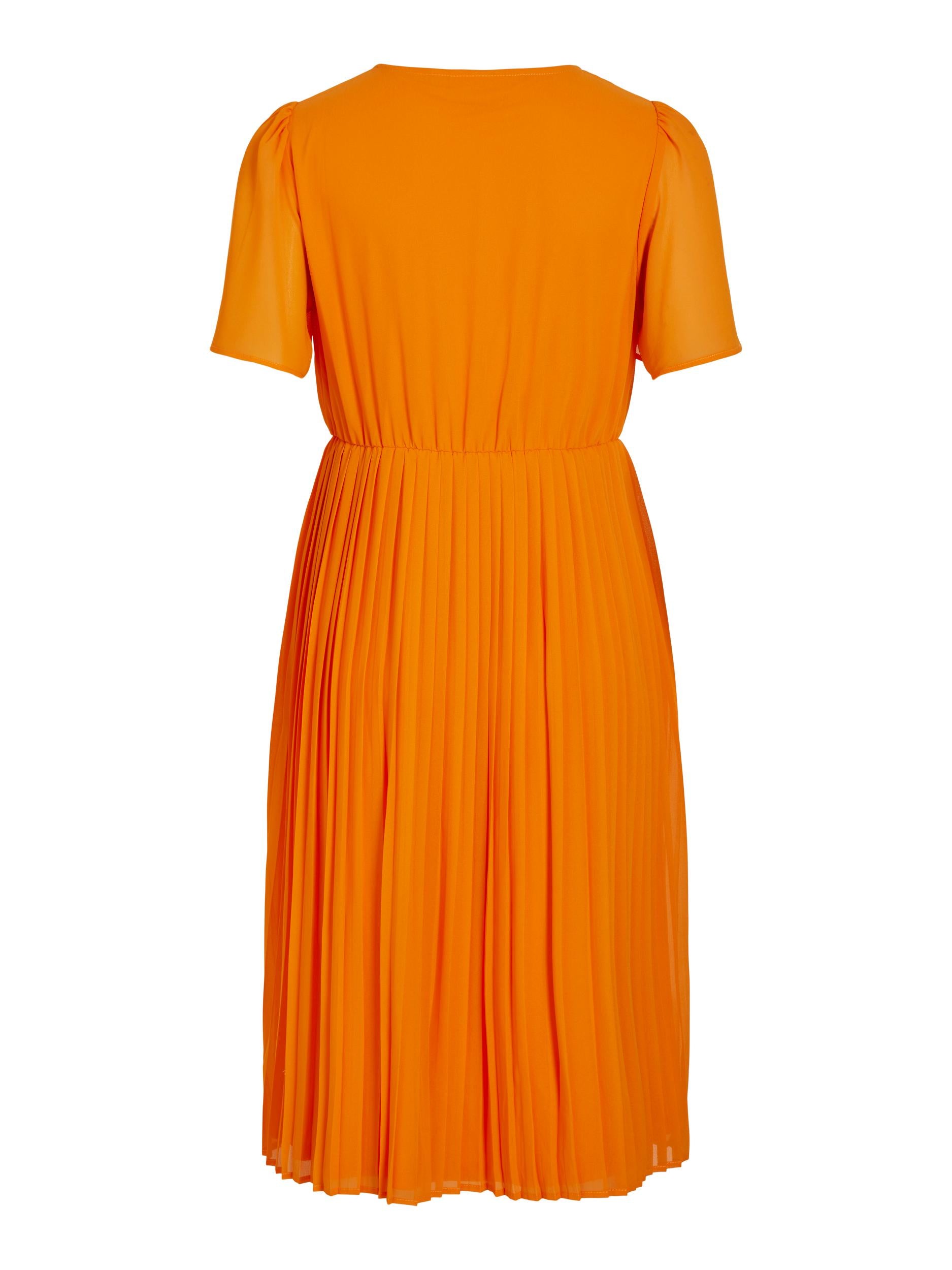 Janelle Faux Wrap Dress (Sun Orange)